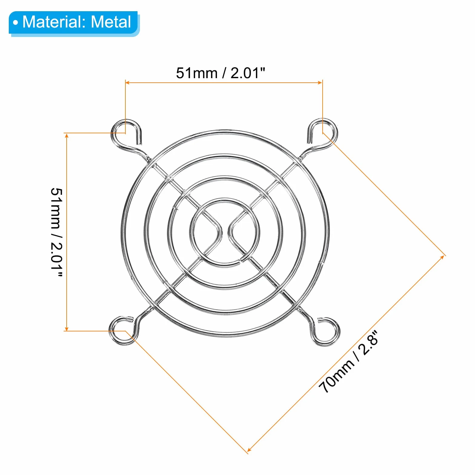 PATIKIL 60mm Ventola Dito Griglia, 8pz Metallo Griglia Protezione Protezione con Vite per Ventola Copertura Protettiva Fai-da-Te, Argento
