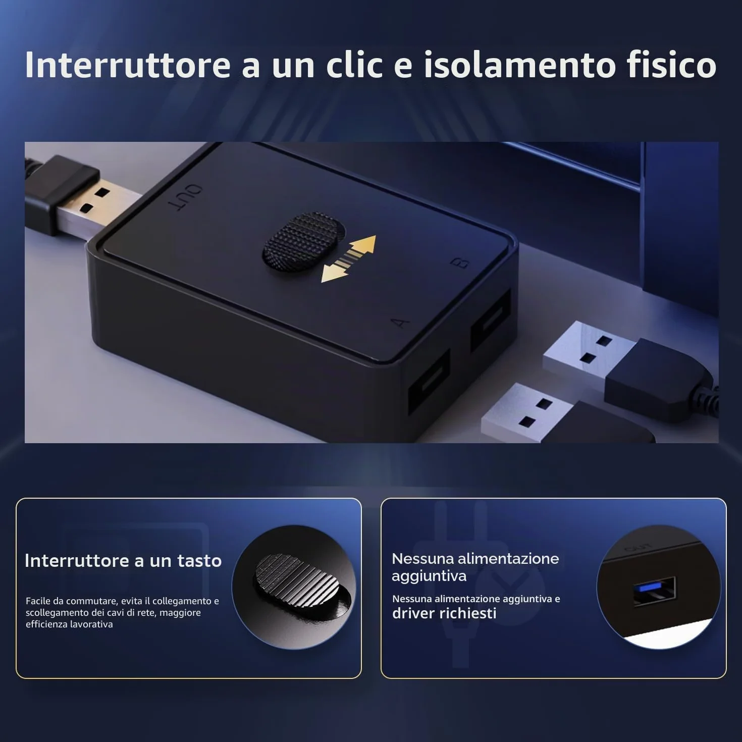 Selettore USB 3.0, commutatore USB bidirezionale 2 in 1 out/1 in 2 out, mini commutatore USB YuLinca per 2 computer per condividere tastiera, mouse, scanner e stampante