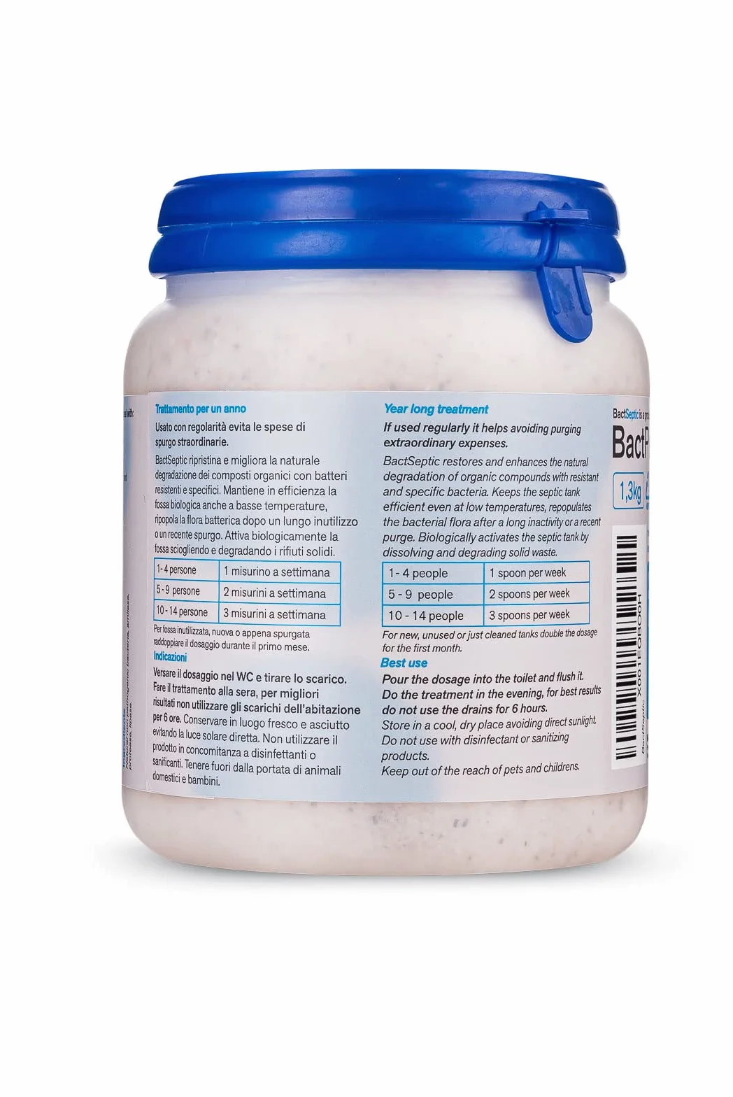 BactPro BactSeptic Attivatore Biologico Professionale Pulizia Fosse Biologiche 1,3 kg + Dosatore