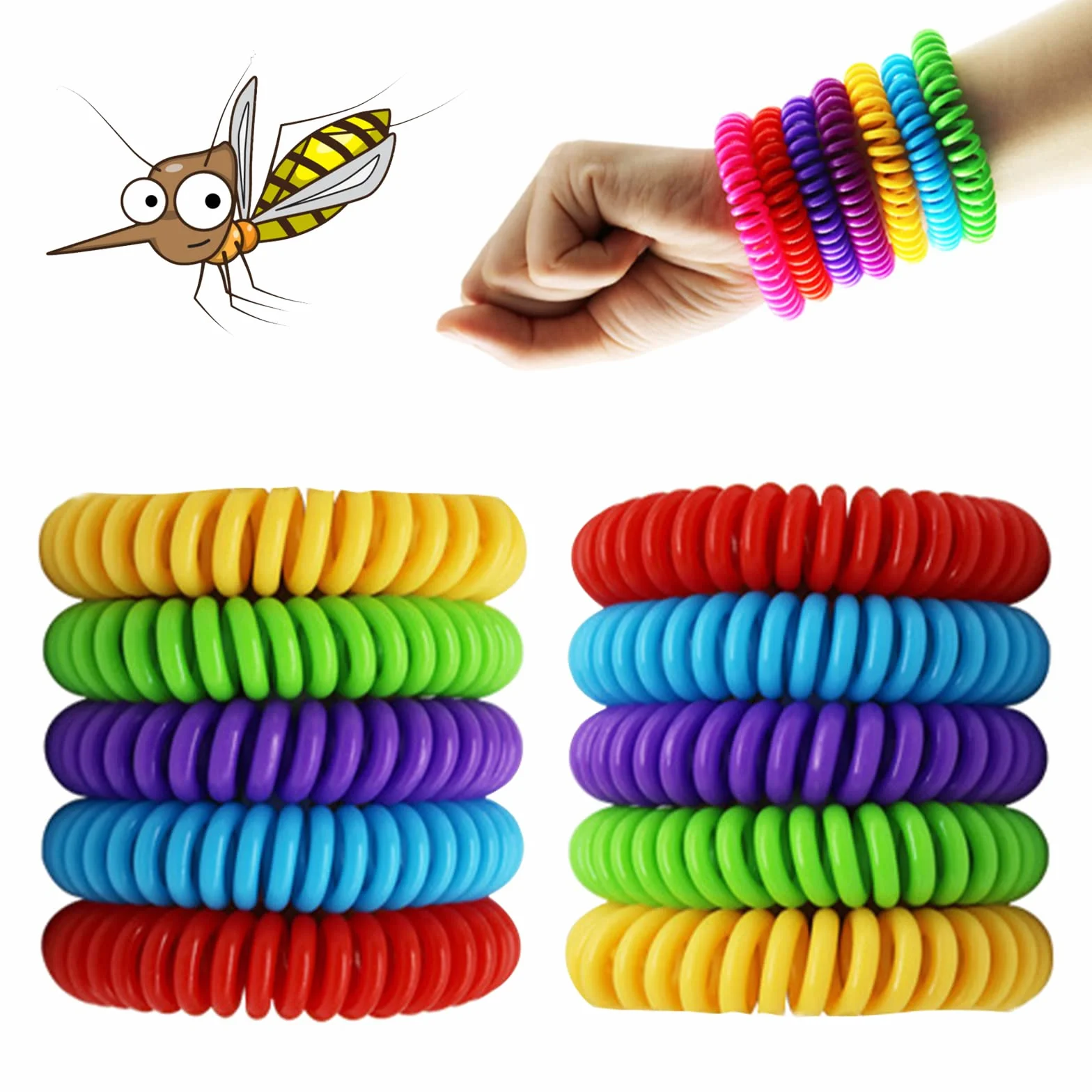 Braccialetti Antizanzare Repellenti Citronella, 10 Pezzi