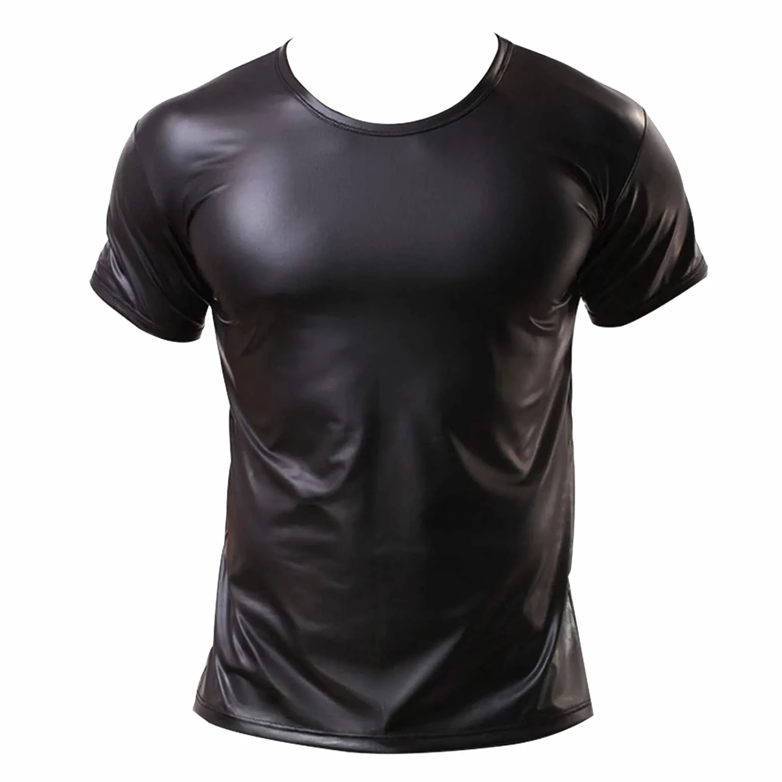 Uomo Similpelle Giacca Effetto Laccato Chiusura Lampo Lattice Stile Bagnato