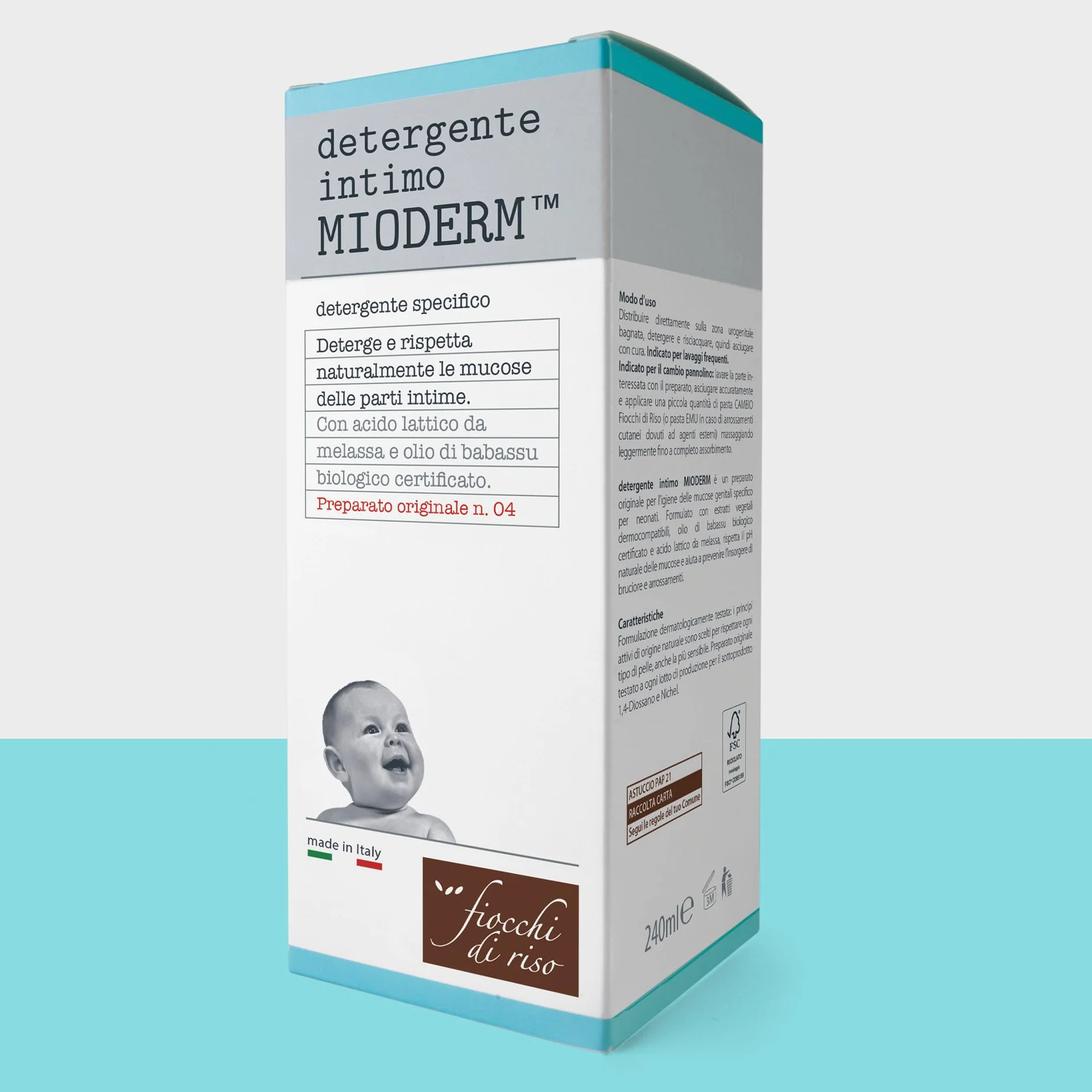 MIODERM Fiocchi di Riso Detergente Intimo 240ml Cambio Pannolino