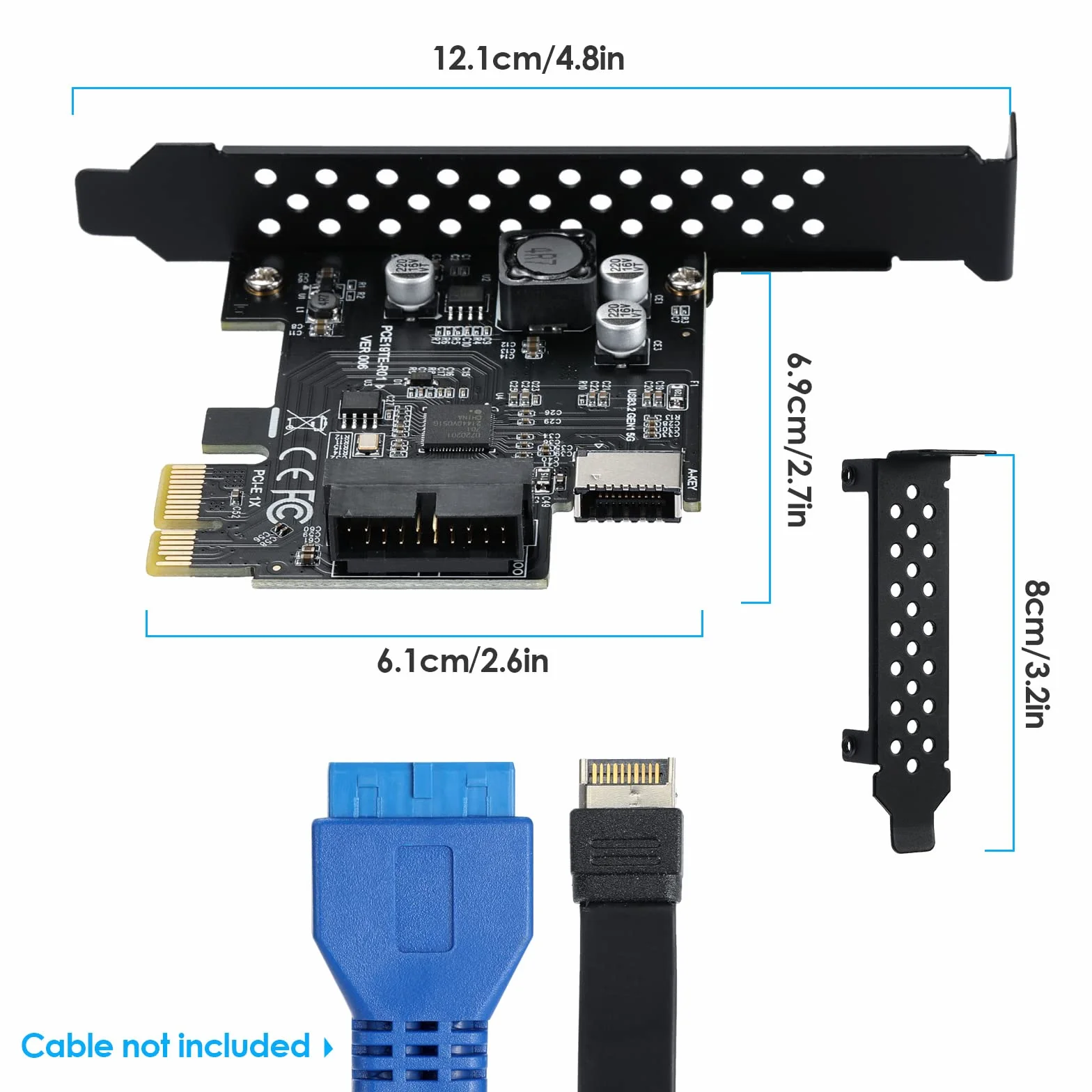 Scheda di espansione per pannello frontale USB 3.2 GEN1 5Gbps Type-E (chiave A) + USB3.0 20pin, compatibile con XP/ WIN7/ WIN8 /VISTA/ WIN10/ WIN11 32BIT/64BIT/ Linux.
