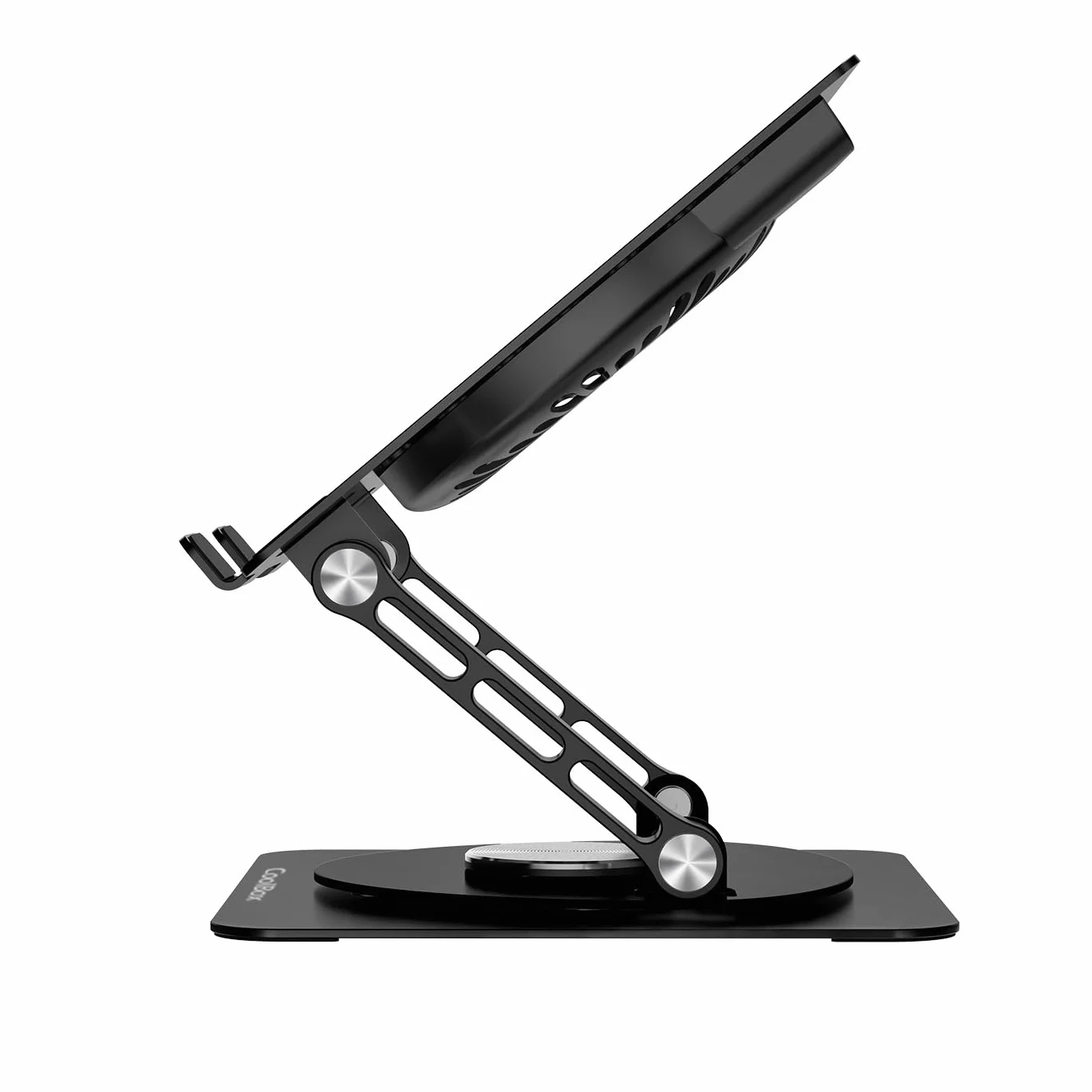 CoolAir Supporto per Tablet/Laptop 17,3" con Ventola Silenziosa RGB 11 cm, Base Regolabile Altezza e Rotazione 360°, Alluminio