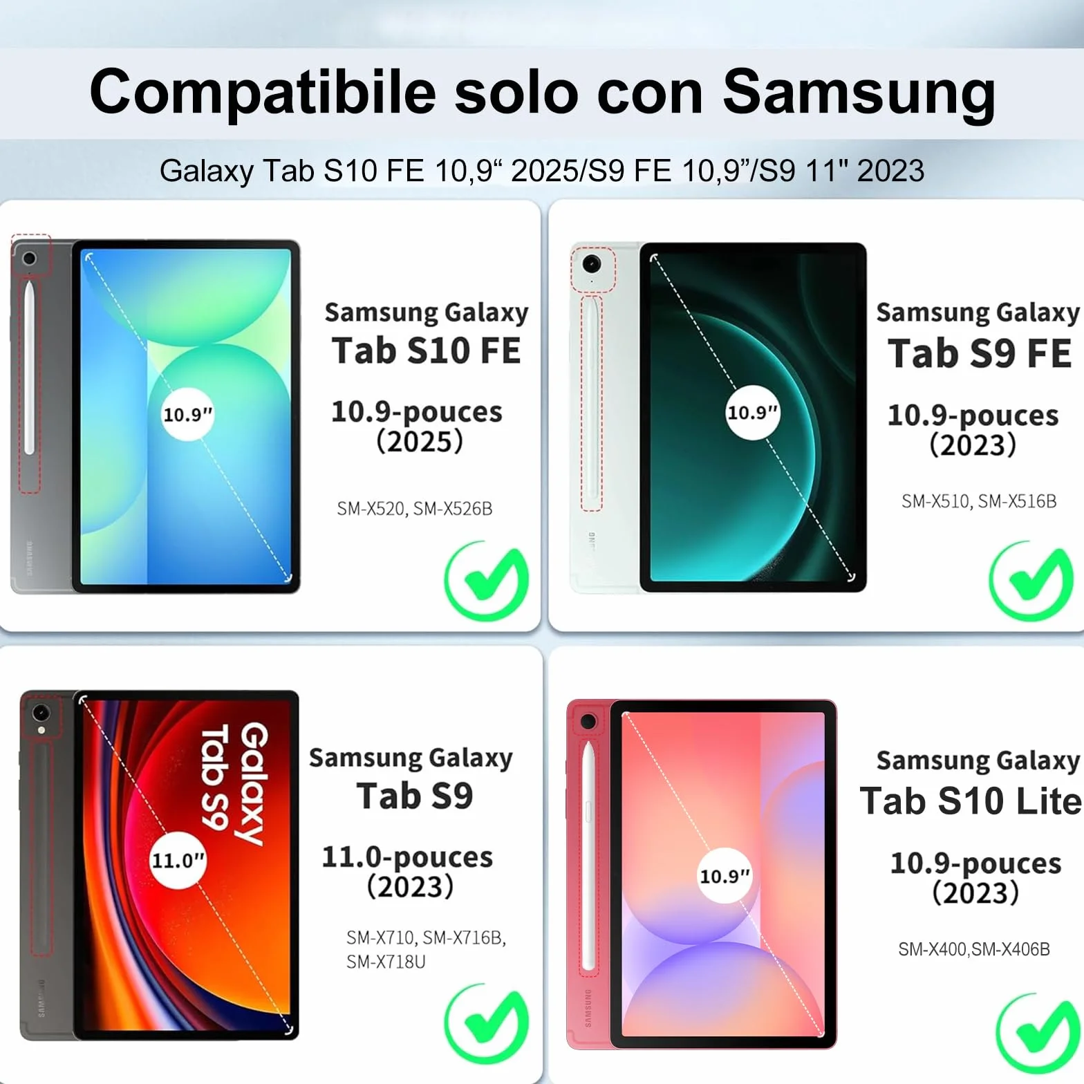 IVEOPPE Tastiera per Samsung Galaxy Tab S9 FE/S10 FE 10.9"/S9 11" con Touchpad, Cover Tastiera Trackpad Italiana Bluetooth per Samsung Galaxy Tab S9 2023/S9 FE 2023/S10 FE 2025, Blu Nebbioso