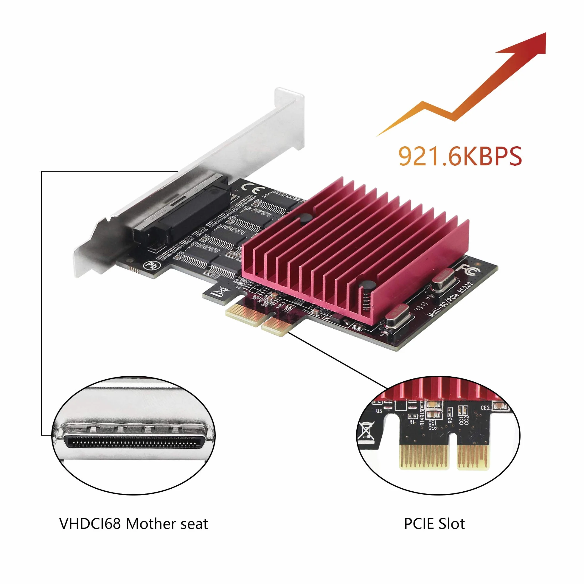 CERRXIAN Scheda di espansione RS232 da PCIE a porta, scheda seriale PCI-E X1 DB9, 8 Chipset PCI-Express Controller Card