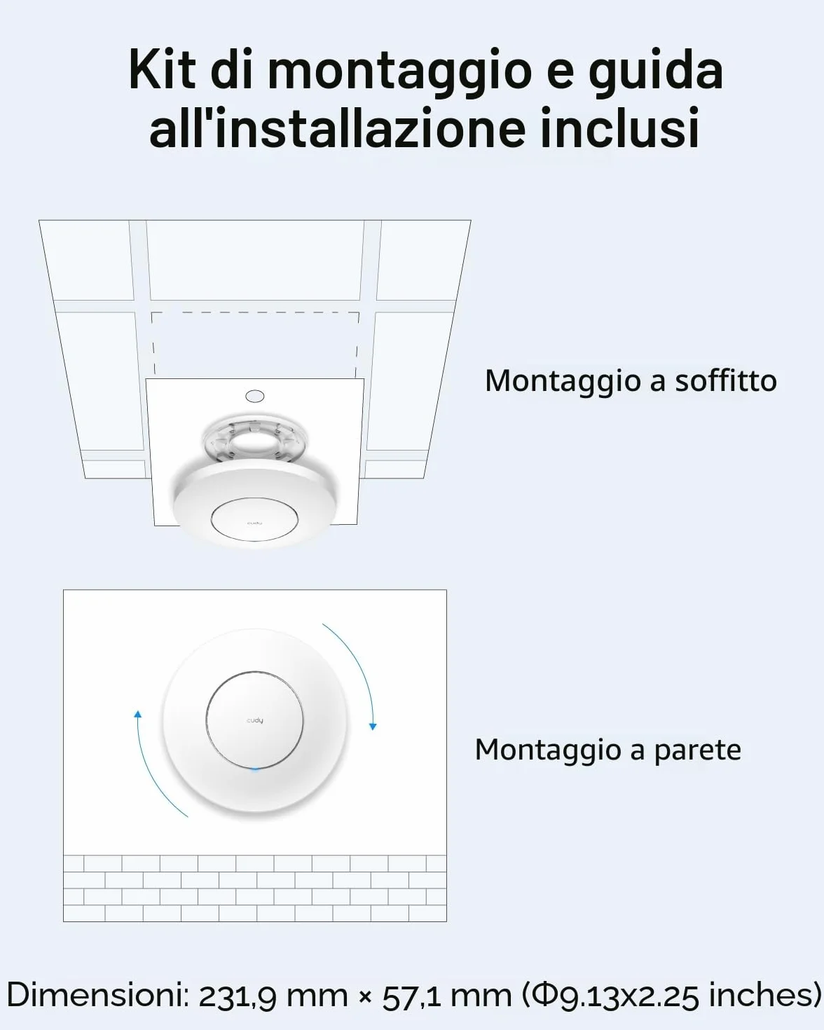 Cudy AX3000 2.5G WiFi 6 Wireless Access Point, 2.5Gbps RJ45, Soluzione WiFi Aziendale Con Supporto Mesh, MU-MIMO, Alimentazione PoE o DC (non inclusi nella confezione), AP3000