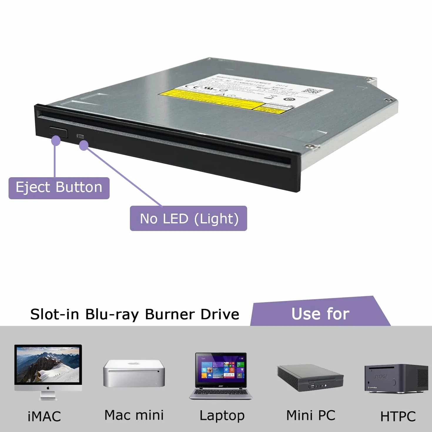 UJ-265 UJ265A Internal12.7mm SATA Interno Slot Load Blu-ray Masterizzatore BD-RE Lettore Blu-ray 3D Supports100G 128G Blu-ray Dischi per Dell Alienware m18x m17x R3 i5 i7