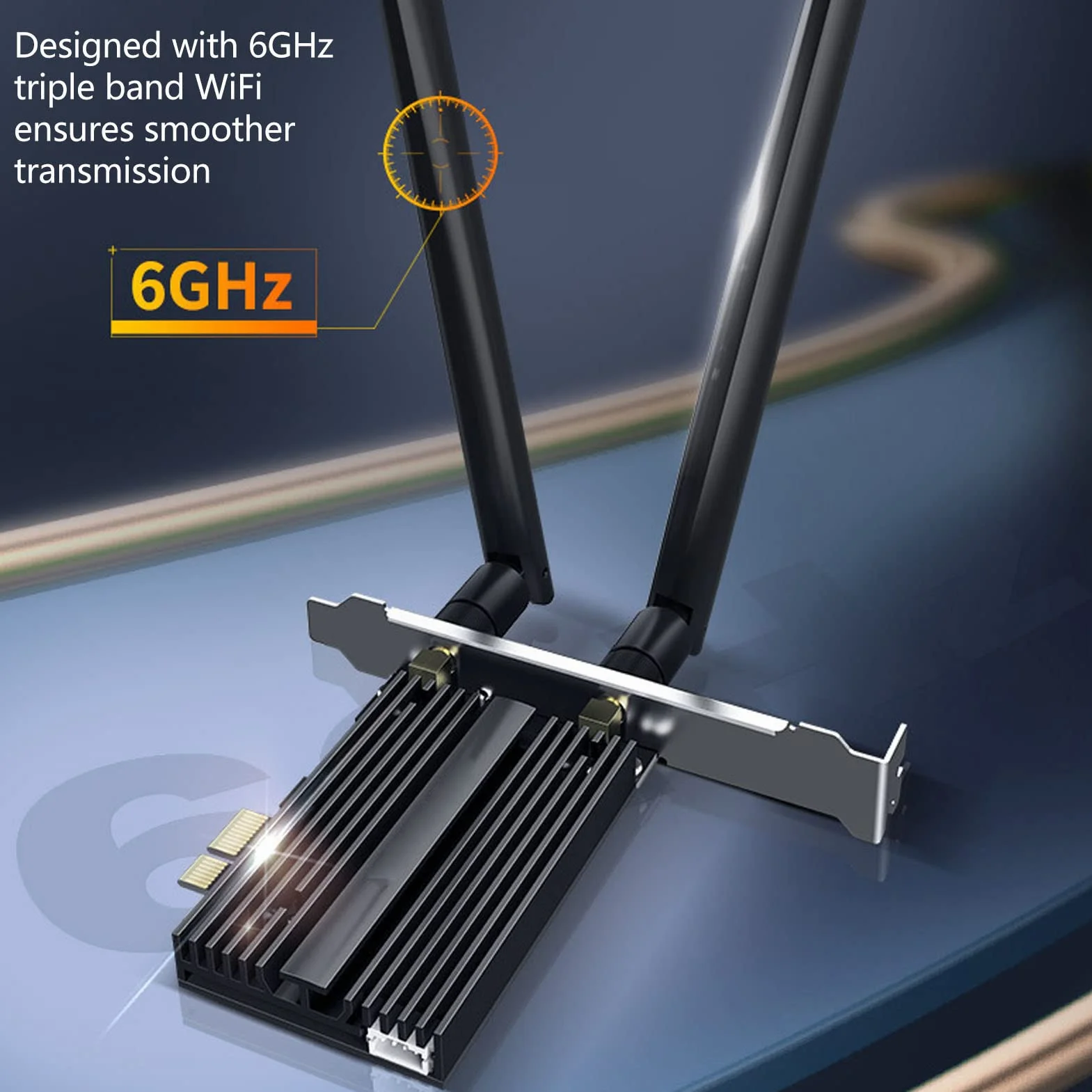 Sxhlseller WiFi 6E AX210 Scheda WiFi PCI-E BT5.2 Tri-Band da 6 GHz/5 GHz/2,4 GHz con Sicurezza WPA3, Doppia Antenna, Forte Anti-interferenza per PC Desktop Compatibile con Win11/10