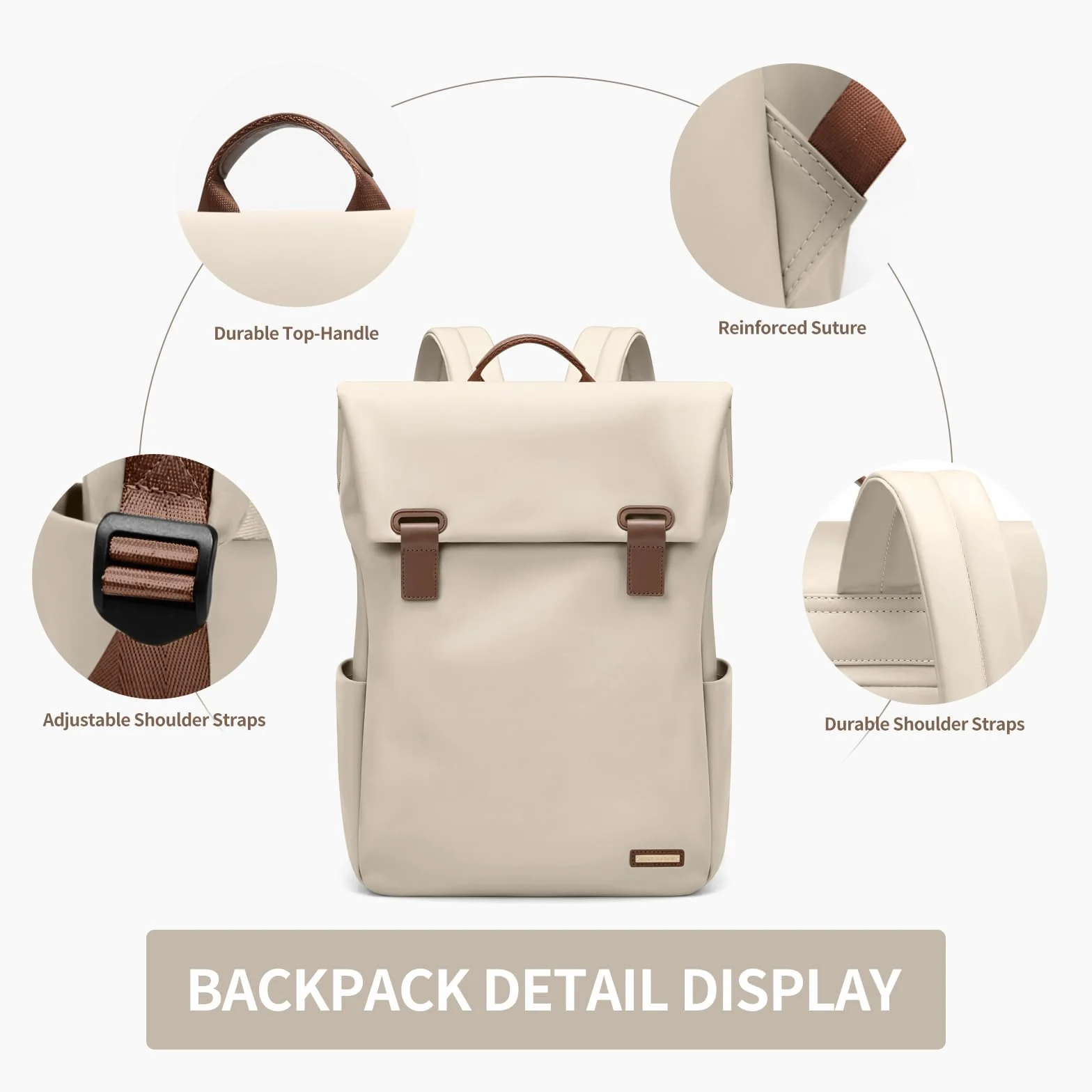 Zaino Donna per PC Portatile 15.6Pollici, Zaino Lavoro Uomo Impermeabile Antifurto, per Laptop, Computer Notebook Borse per Viaggio Ufficio Scuola,Mandorla