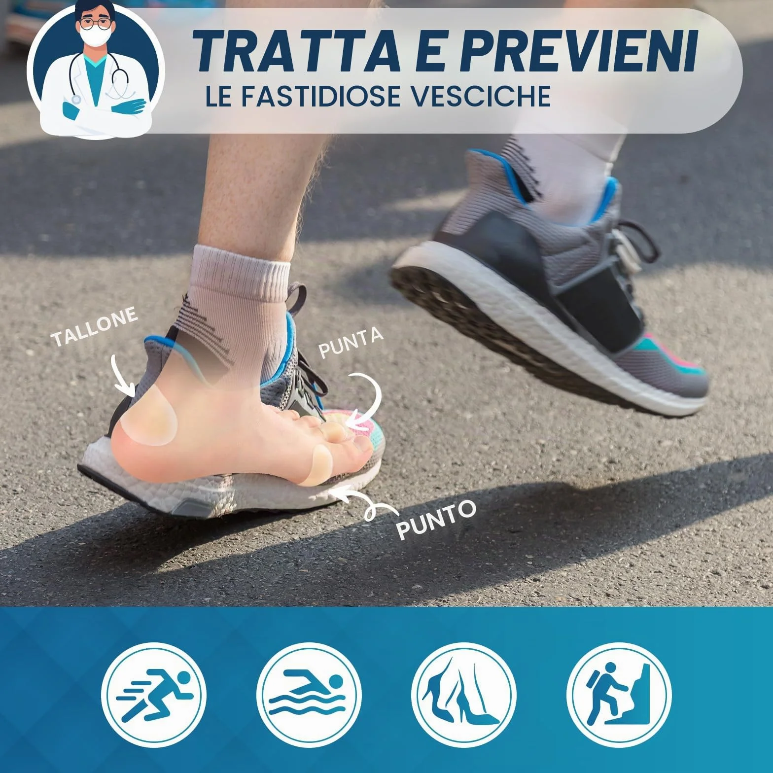 Kimihome Cuscinetti idrocolloidali per piedi 30 ct, gel per tallone e dita, prevenzione vesciche, resistenti all'acqua