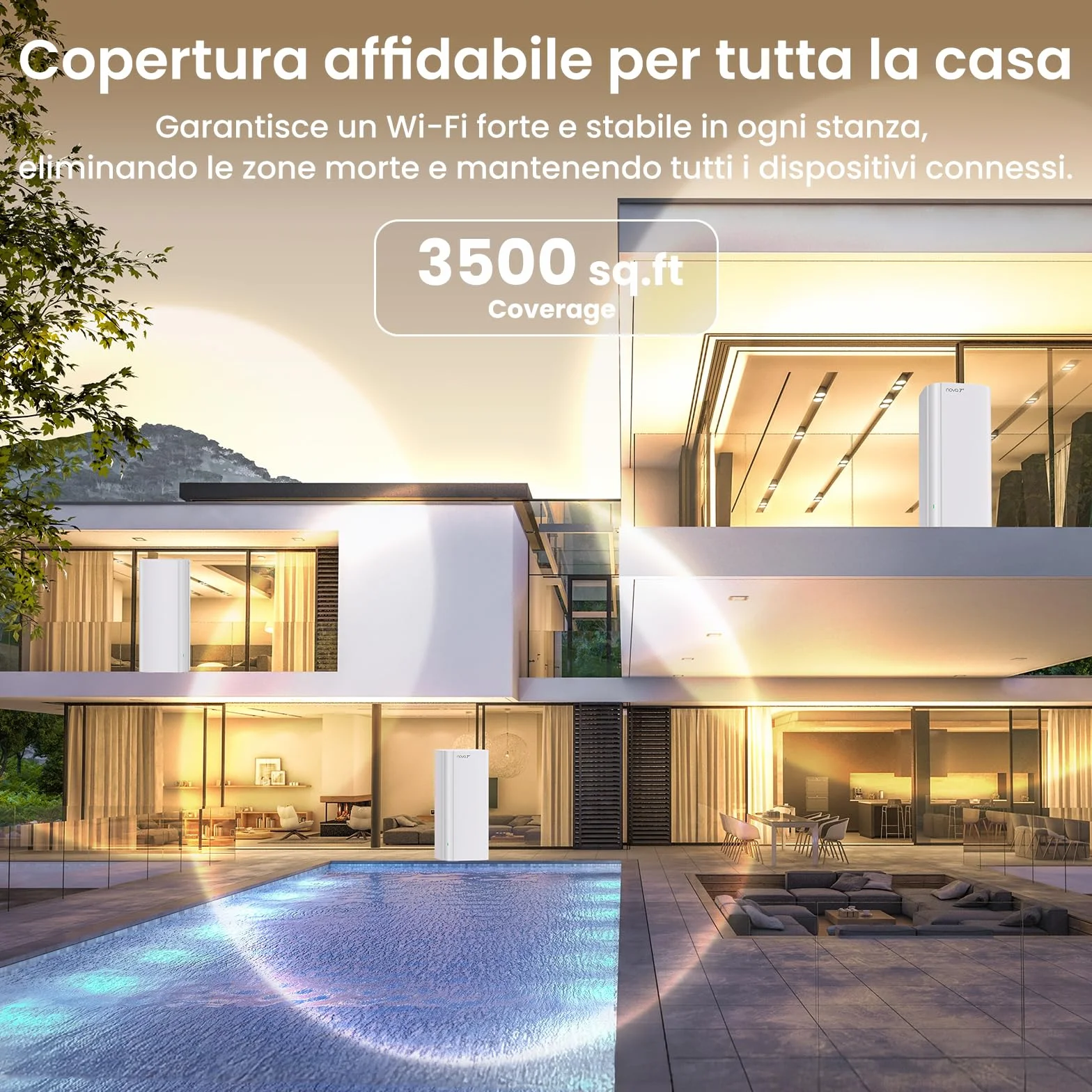 Tenda ME6 Pro Sistema Mesh WiFi 7 - BE5100 Dual Band (2.4GHz: 688Mbps, 5GHz: 4323Mbps), Ampia Copertura, 1×2.5G e 2×1G Porte Gigabit, Easy Mesh, Roaming Senza Interruzioni, VPN, NFC, Confezione da 3