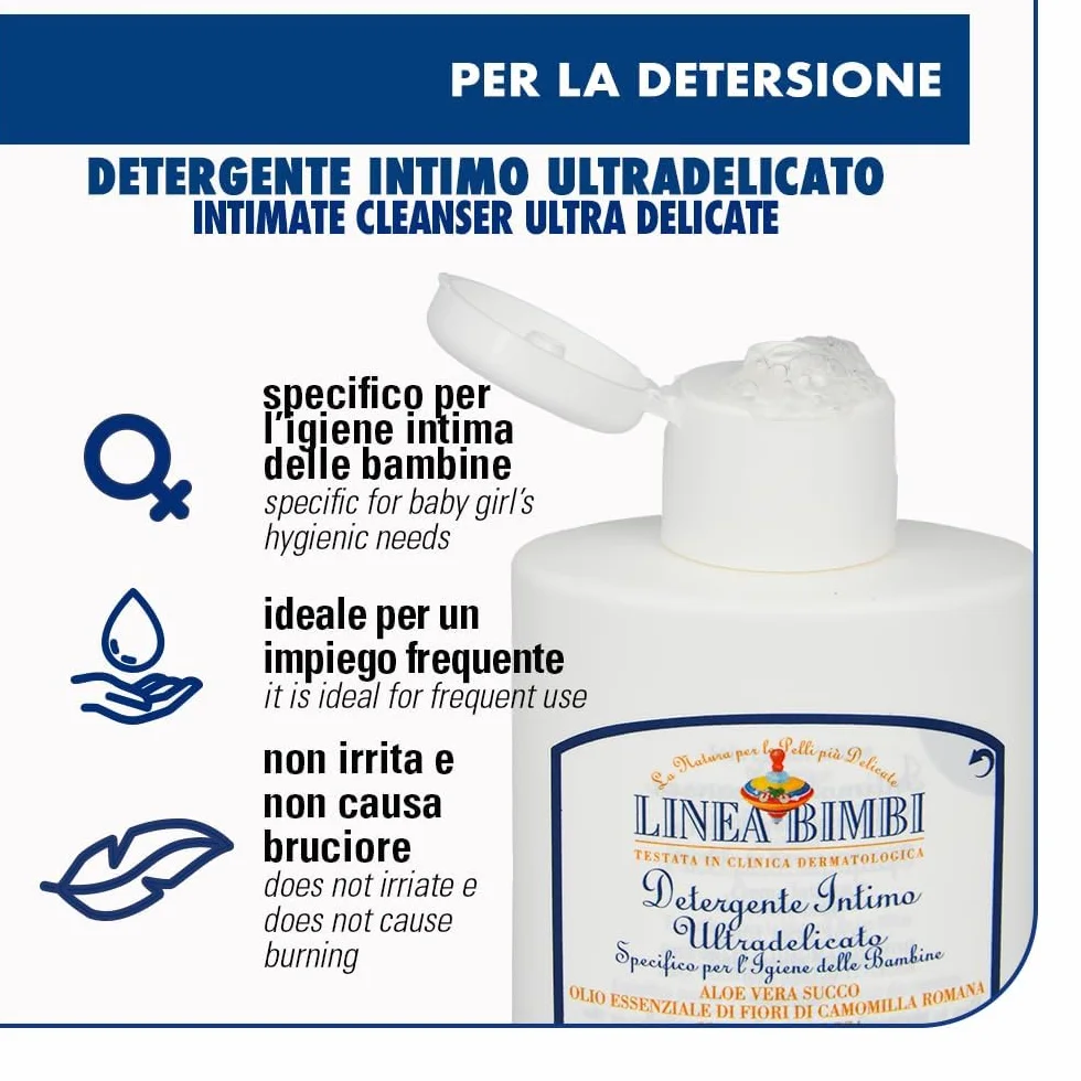 Helan Linea Bimbi Bio Detergente Intimo Delicato 125ml - Aloe Vera e Olio di Albicocca - Made in Italy