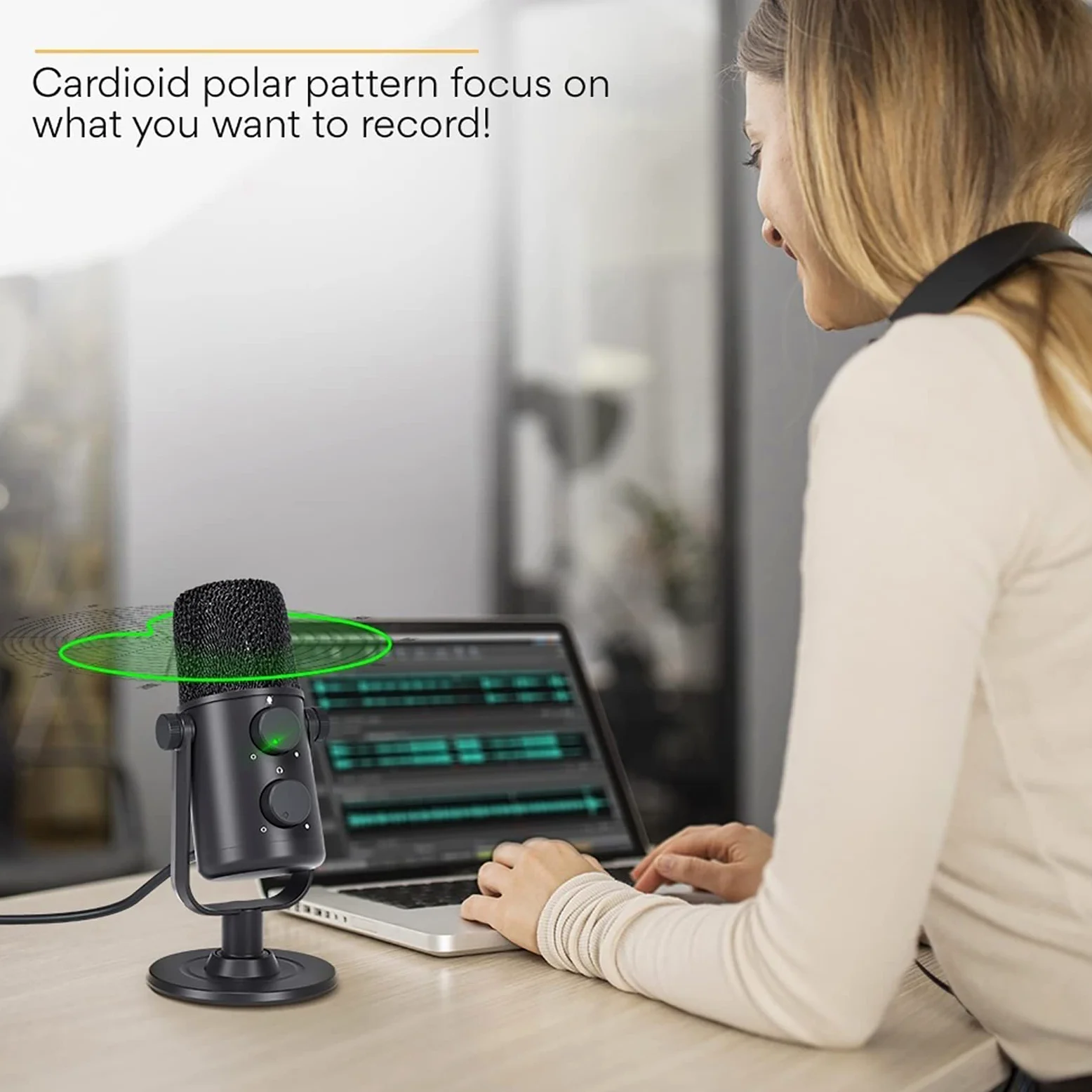 Microfono Di Registrazione, Microfono Per Alesatura Cardioide a Condensatore USB, Corpo Interamente In Metallo, Adatto Per YouTube, Skype, Giochi, Insegnamento Online, Podcast, Studio