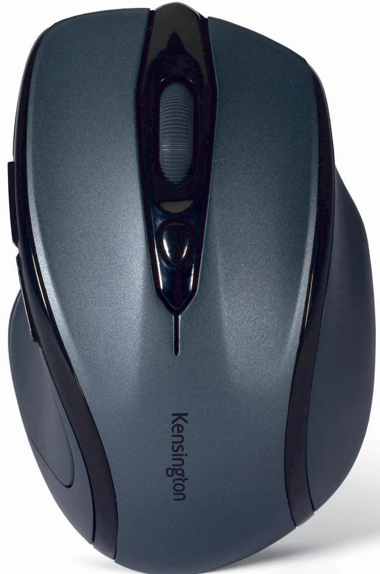 Kensington K72423WW Mouse Pro Fit wireless, Mouse ottico di medie dimensioni, 5 pulsanti e design ergonomico per destrorsi, Connessione Plug & Play, Compatibile con Windows e macOS, Grigio