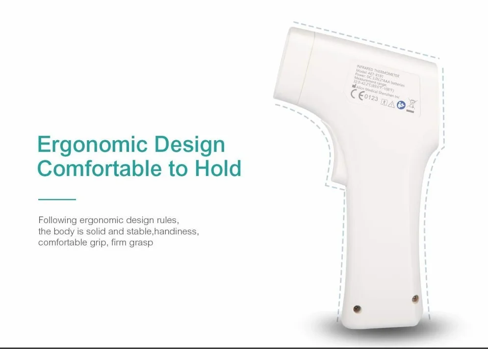 Bblove Alicn Medical Telcominstrument Termometro a Infrarossi Frontale con Display CE, bianco