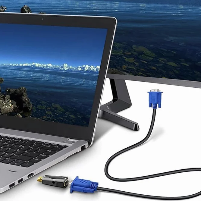 Adattatore HDMI a VGA Adattatore da HDMI Maschio a vga Femmina Unidirezionale HDMI Computer a VGA Monitor con porta audio da 3,5mm per Computer Desktop Laptop PC Monitor Notebook