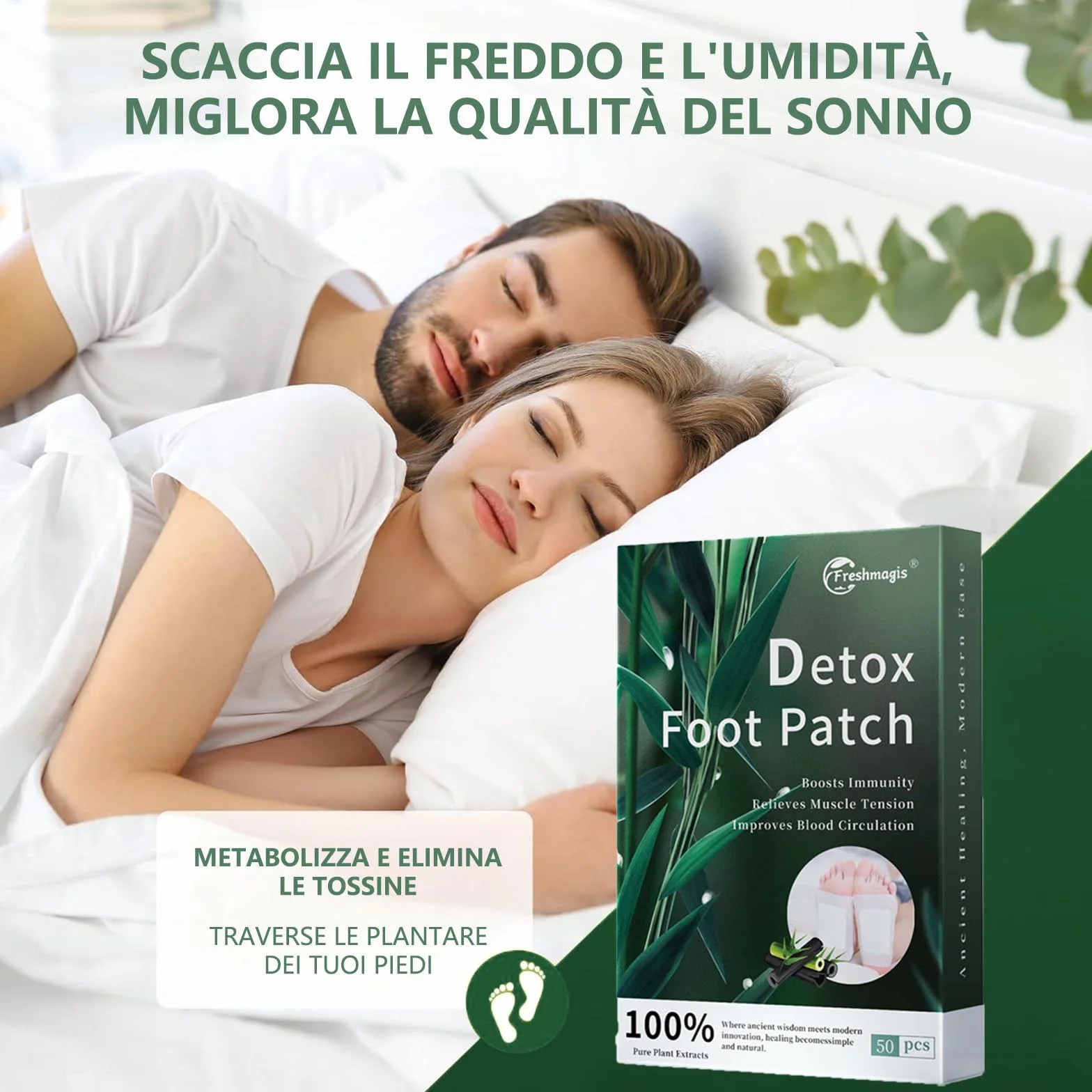 Cerotti Detox Piedi 50PCS Erbe Naturali Elimina Tossine