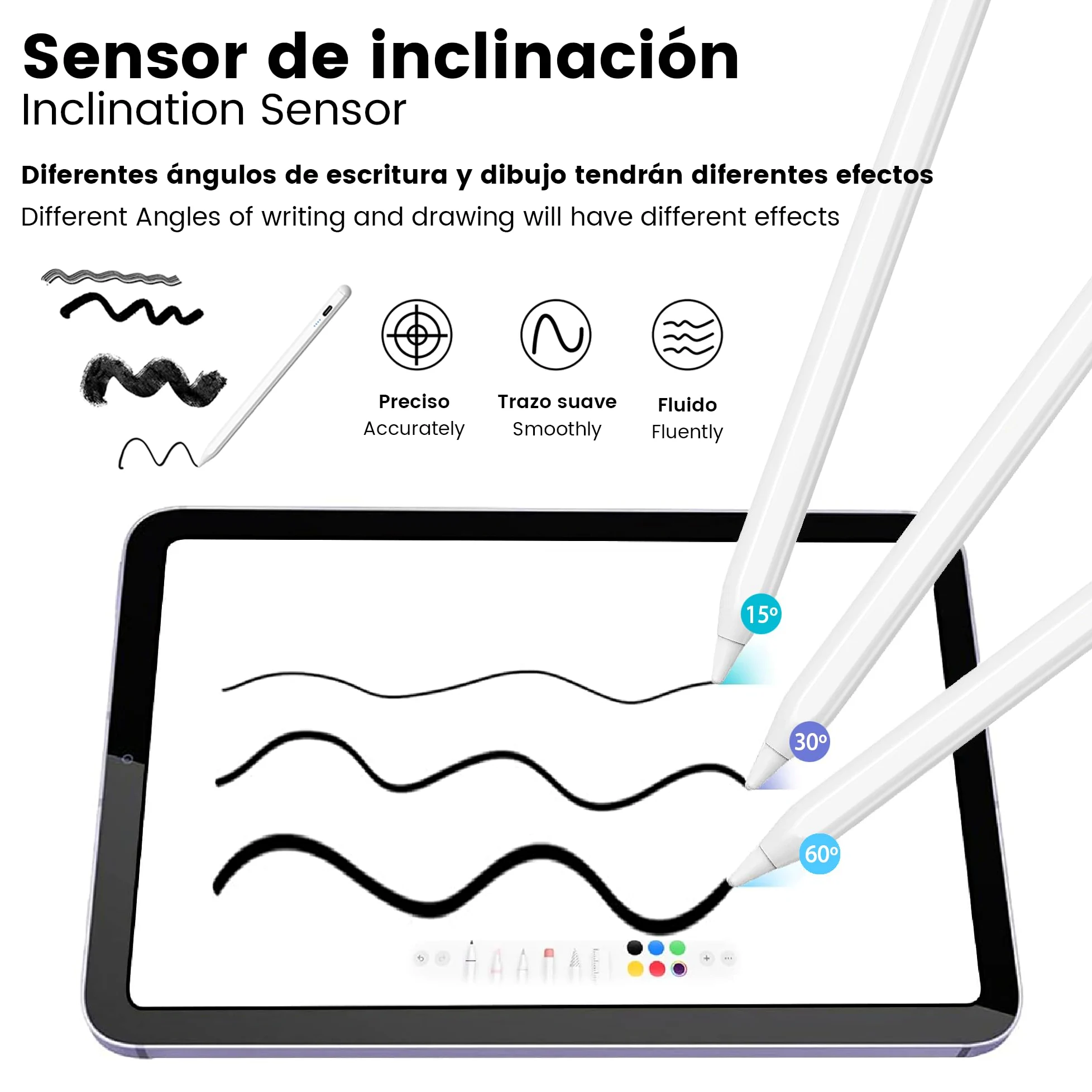 4-Ok Penna per Tablet, Stylus Pencil Compatibile con iPad 10/9/8/7/6, iPad Pro 11"/12.9", Air 3/4/5, Mini 5/6. Penna grafica con rilevazione, inclinazione, rifiuto di palmo e adsorbimento magnetico