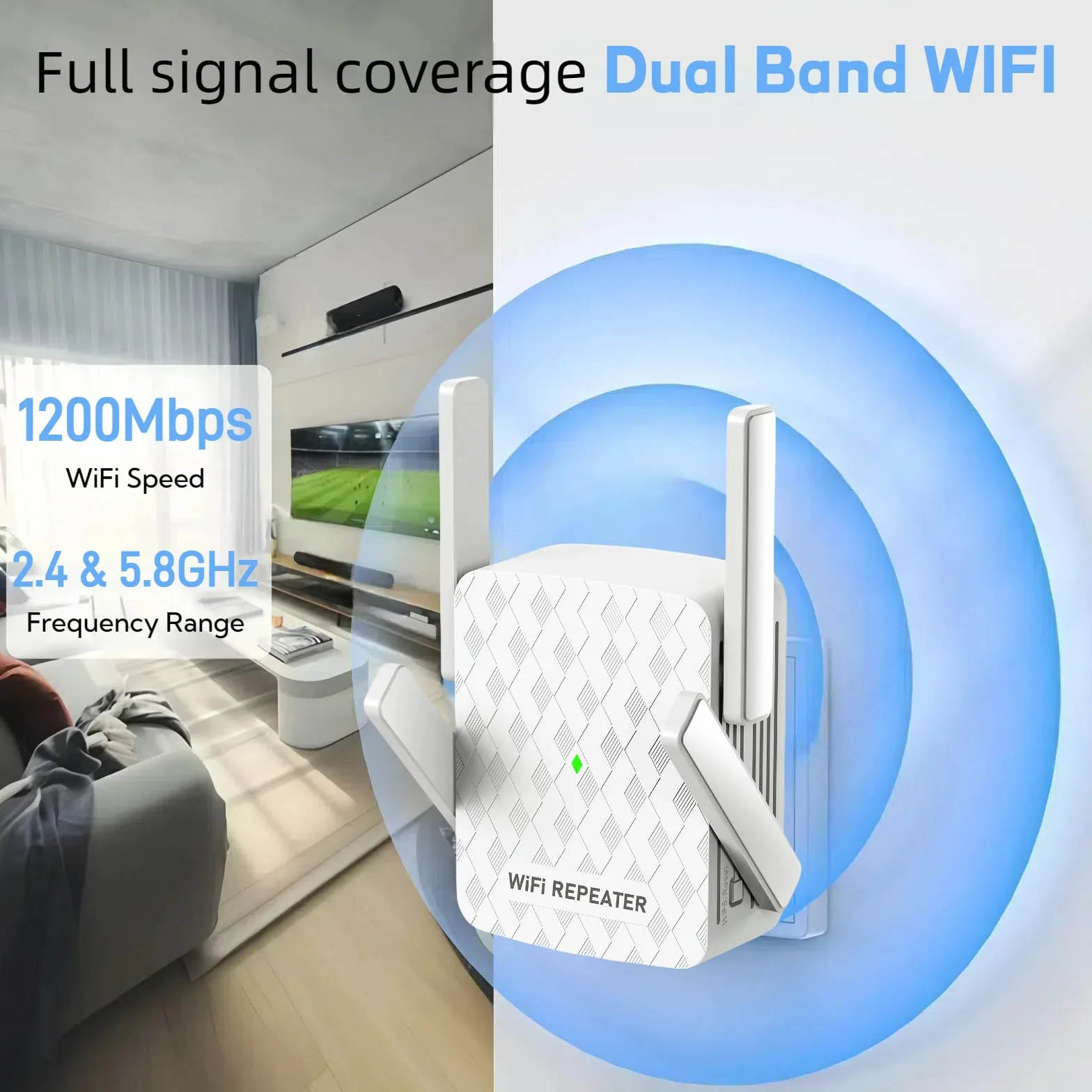 COOYA Extender WiFi Più Veloce nel 2026, Ripetitore Wireless Internet, Casa copre fino a 10.000 metri quadrati, 35 Dispositivi, Booster WiFi 1200Mbps Con Porte RJ45, Dual Band 2.4G/5G, 4 Antenne