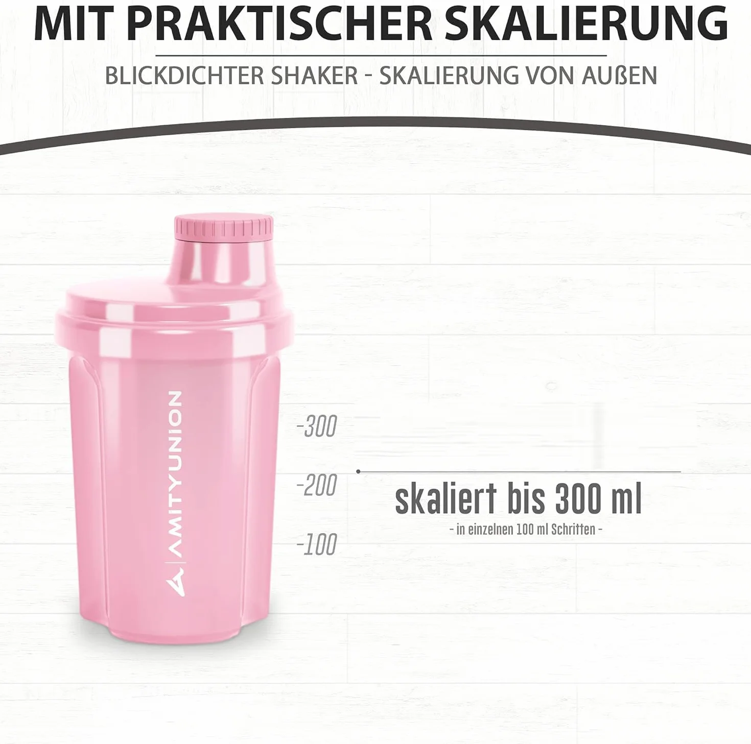 AMITYUNION Shaker proteine 300 ml Heaven a prova di perdite senza BPA con setaccio e scala