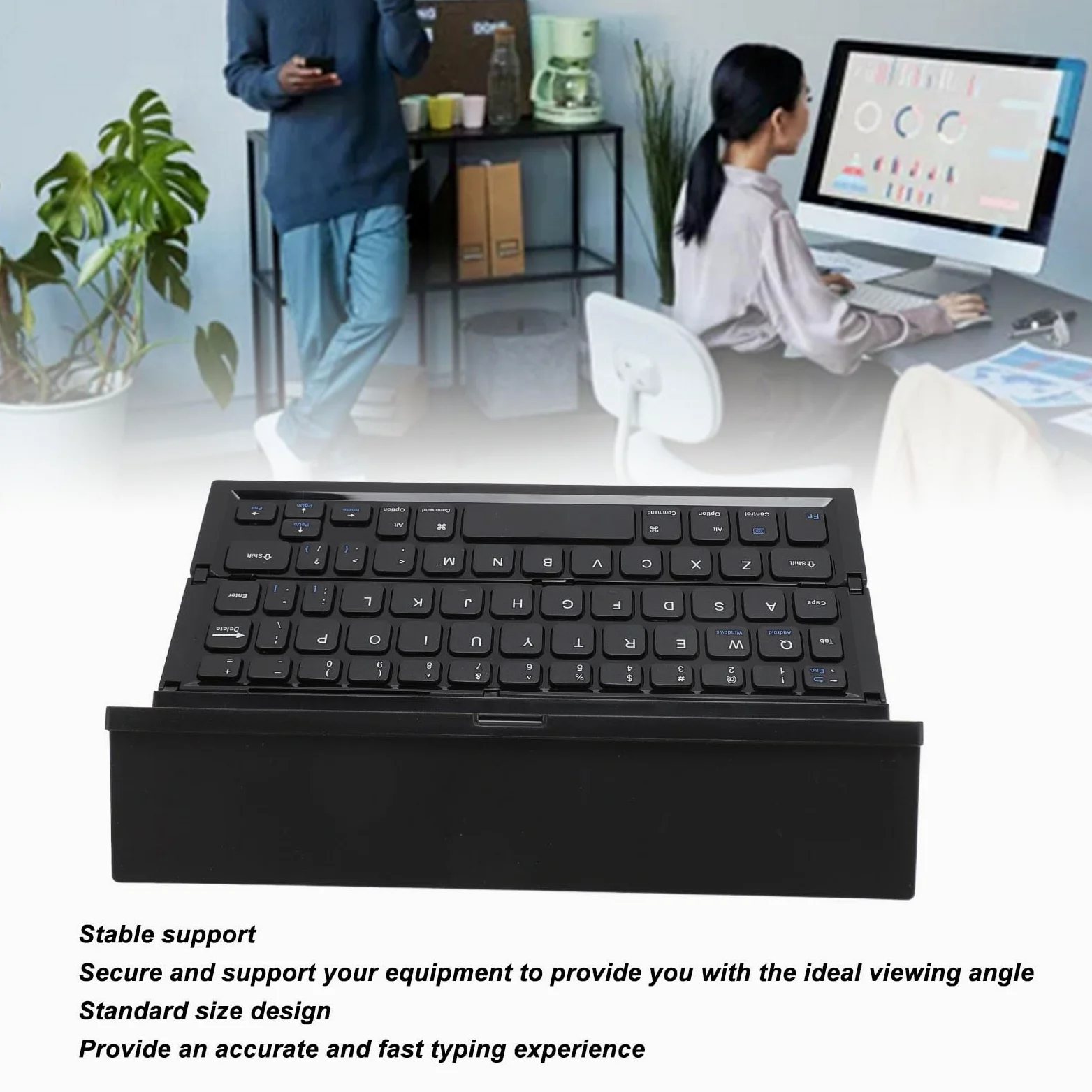 Bewinner Tastiera Bluetooth Pieghevole, Tastiera Wireless Portatile con Supporto per Supporto, Dispositivo Multiplo e Ricaricabile, Tastiera da Viaggio Ultra Sottile per Tablet Laptop