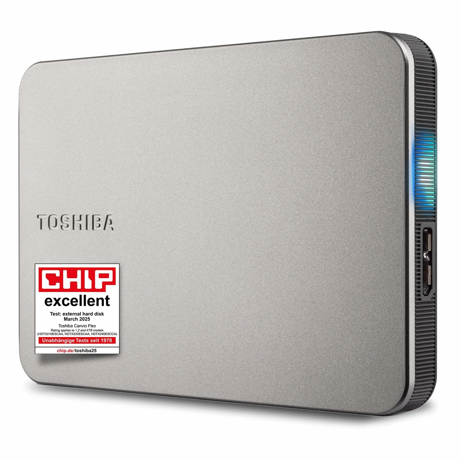 Toshiba Canvio Flex 2TB – Hard disk esterno portatile da 2,5'' (HDD) per Mac, PC Windows, smartphone e tablet, compatibile con la maggior parte dei dispositivi USB-C e USB-A, argento caldo