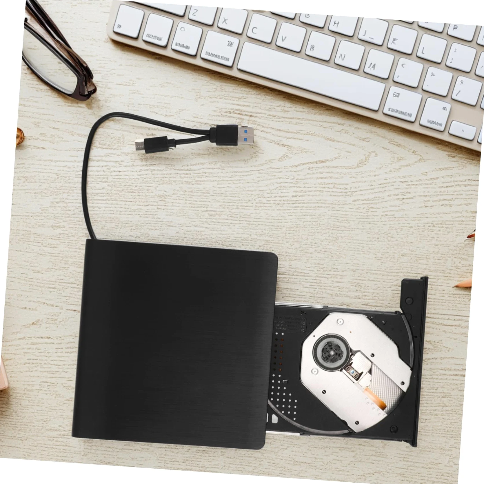Holibanna Registratore con unità ottica lettore CD unità dvd USB esterna lettore dvd esterno per laptop unità disco esterna per laptop unità disco USB Disc drive Metallo Black