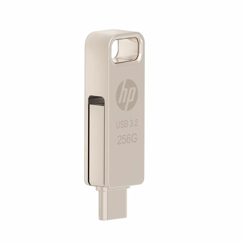 HP 256GB x206c USB OTG 3.2 Tipo-C/Tipo-A Unità Flash in Metallo, fino a 120MB/s in lettura