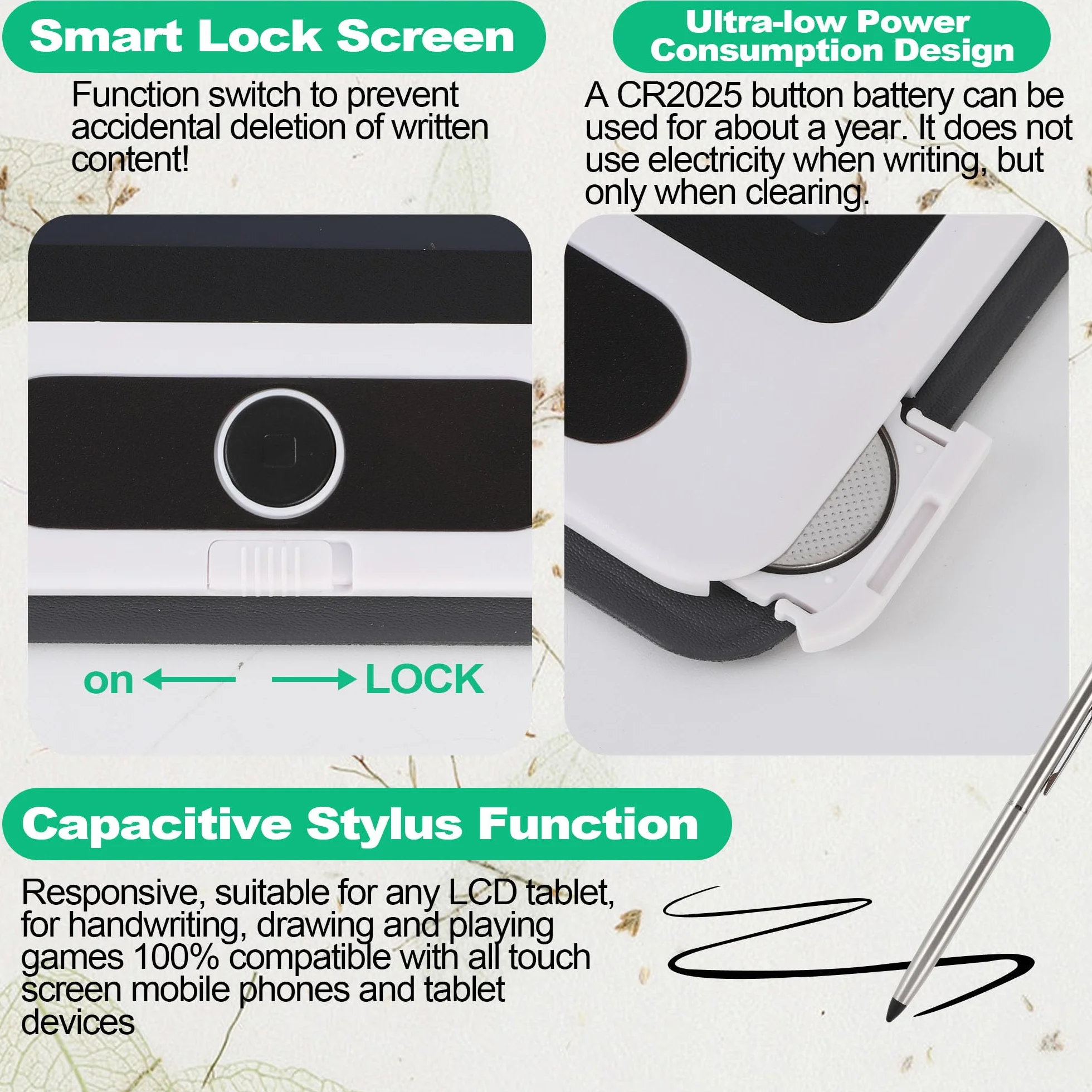 Blocco Note Elettronico LCD 9 Pollici, Tablet da Disegno Digitale con Custodia USB Nero
