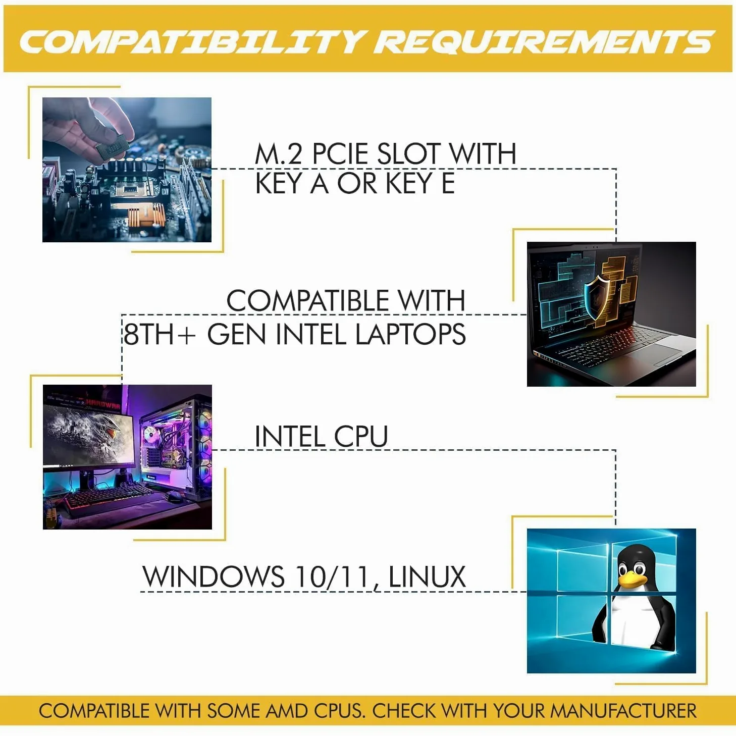 AX1675x Killer Series Upgraded WiFi 6E Adapter | Gaming WiFi Adapter | M.2 Wifi Card | 2.4 Gbps WiFi for PC | Supports Bluetooth 5.3 & Intel, AMD with Windows 10+, Linux (AX1675x)