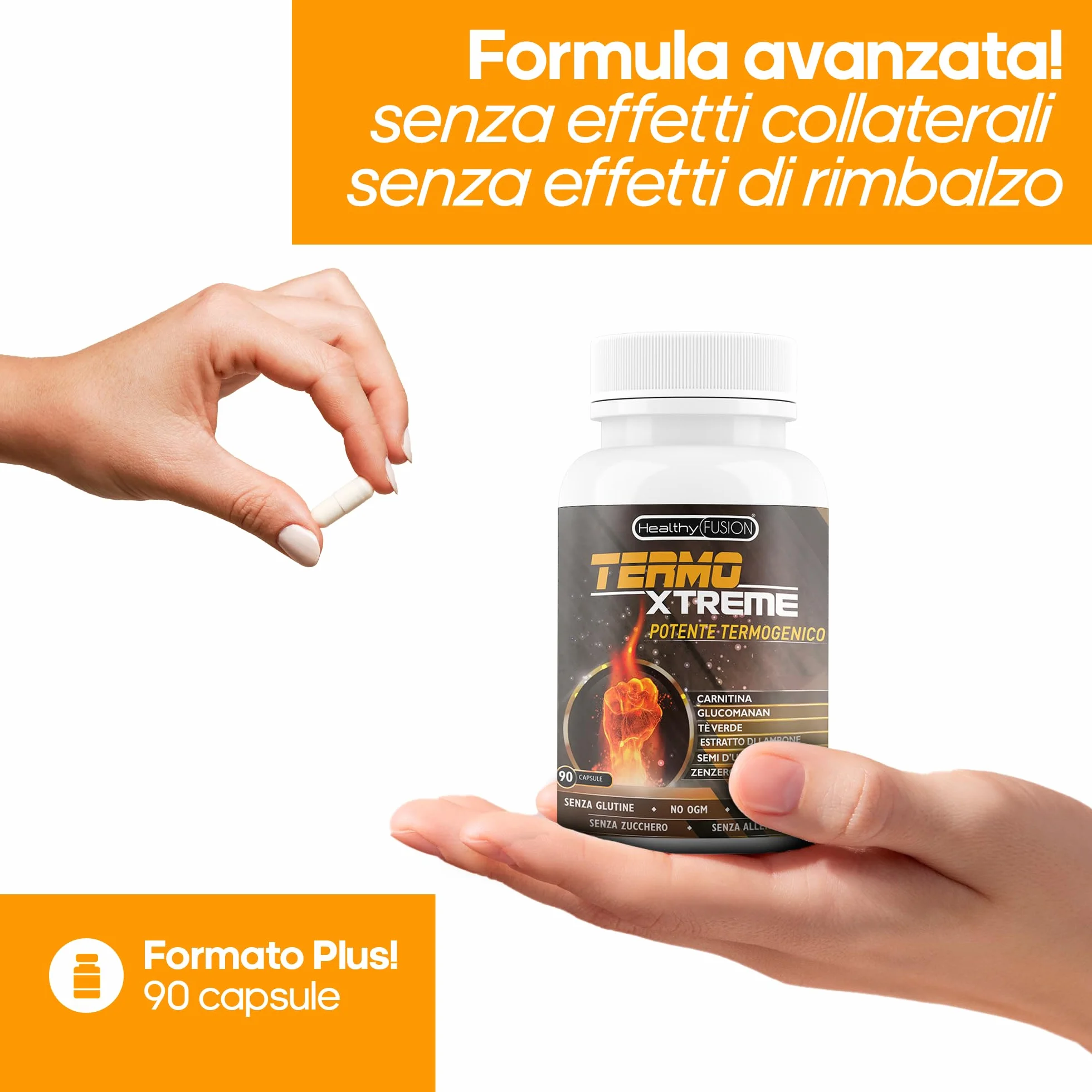Healthy Fusion TermoXtreme Termogenico dimagrante bruciagrassi L-Carnitina CLA Glucomannano Tè verde 90u