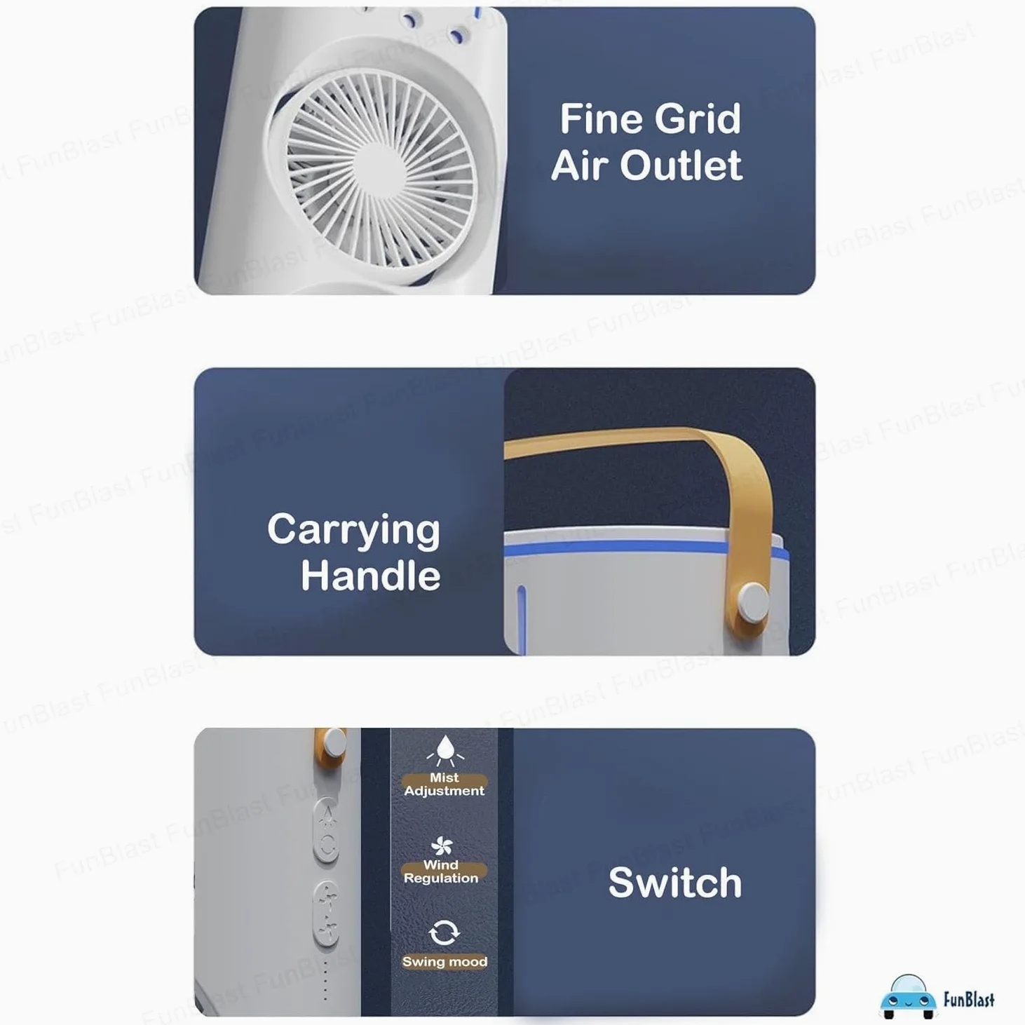 Orca INTERNATIONAL CO.Ventilatore portatile a doppia estremità con dispositivo di raffreddamento, ricaricabile tramite USB, mini ventola di raffreddamento da tavolo per ufficio, con spray d'acqua,