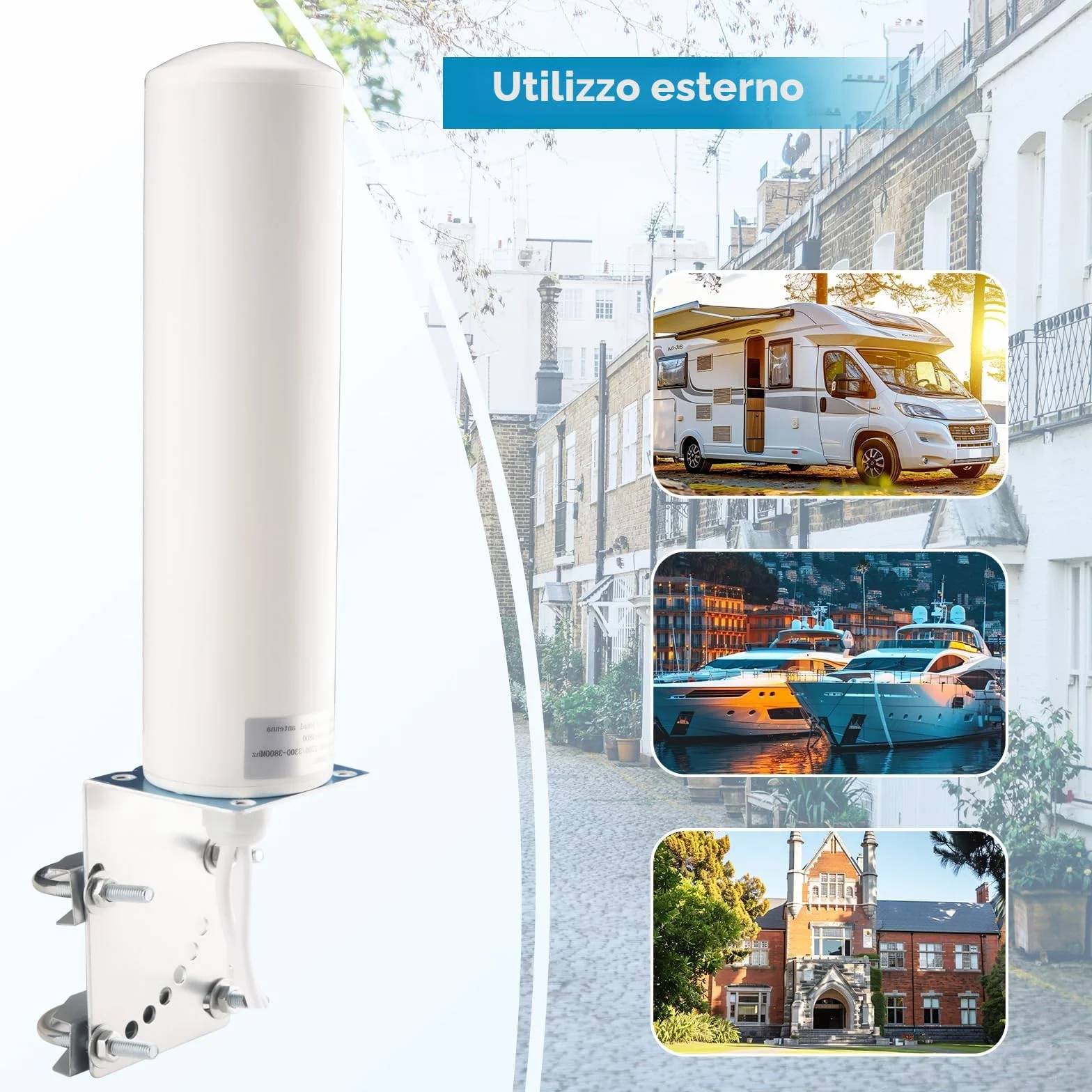 Antenna 4G LTE Esterna 10dBi, Antenna per Router 5G, Amplificatore Segnale Cellulare 698-2700/3300-3800MHz, OmniDirezionale, 5M Cavo RG58 con Adattatore TS9, High Gain per 3G/4G LTE