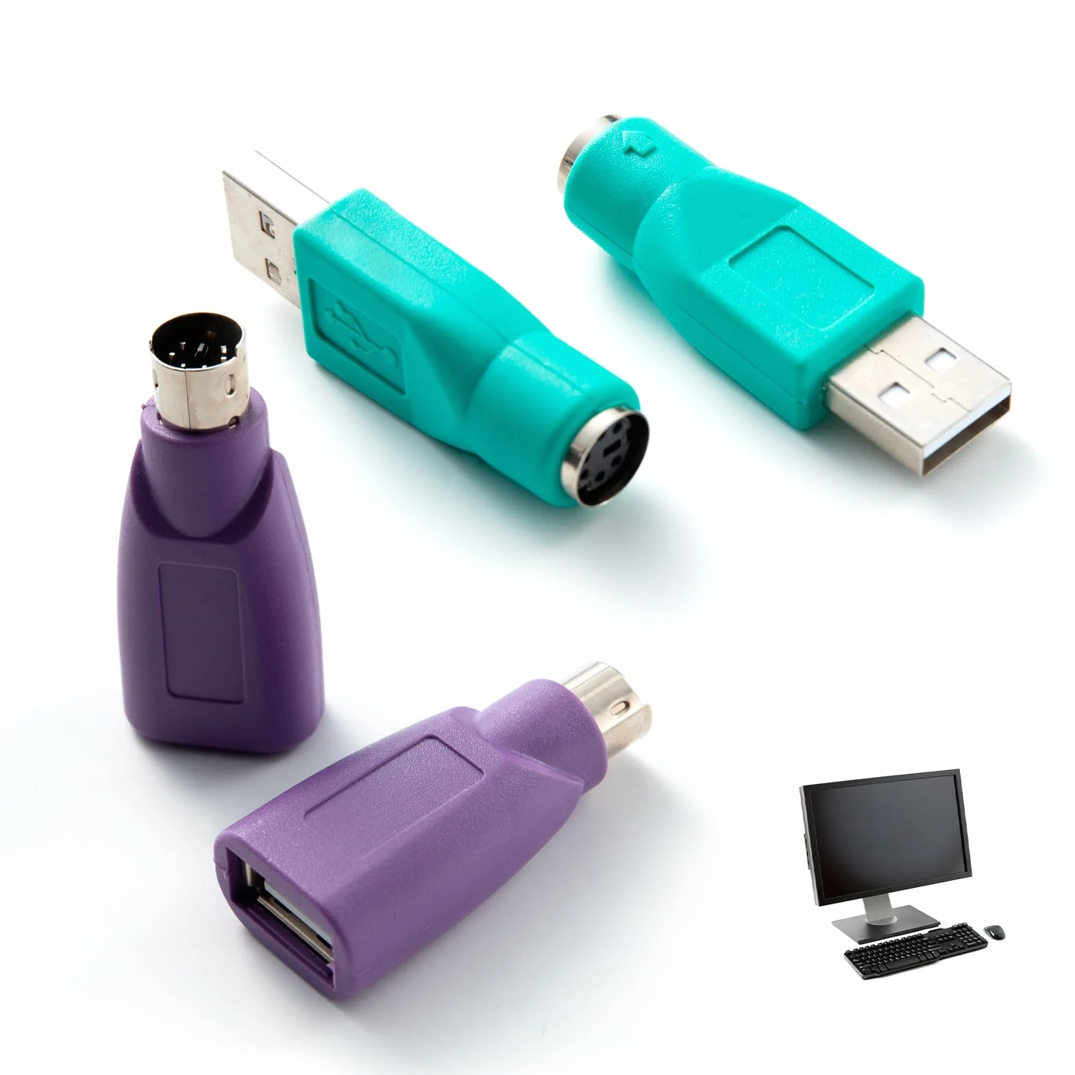 4 Pezzi Convertitore PS2 a USB, 2 PS/2 Maschio a USB Femmina Adattatore, 2 Adattatore di Ricambio PS/2 a USBA per Tastiera Vecchio Standard PS2 Compatibile con PC Laptop Notebook Plug and Play