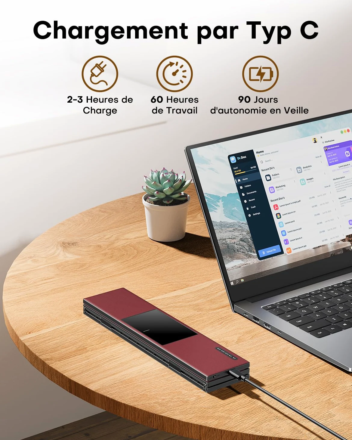 OMOTON Tastiera pieghevole AZERTY Bluetooth con touchpad, Bordeaux | Multidispositivo, portatile, mini tastiera senza fili silenziosa, compatibile con Android Windows iOS Telefono Tablet iPad