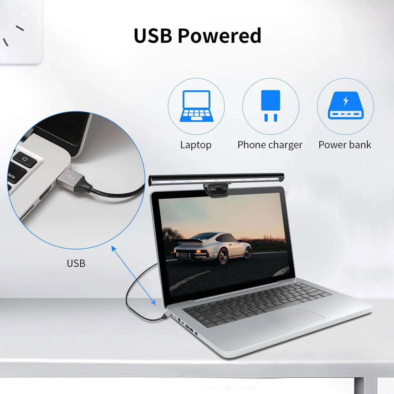 Wodgreat Laptop Monitor Lampada per LED Lampada USB per Gli occhi per Schermi di Notebook,10 luminosità e 3 livelli di temperatura colore,26cm,per la Cura degli Occhi