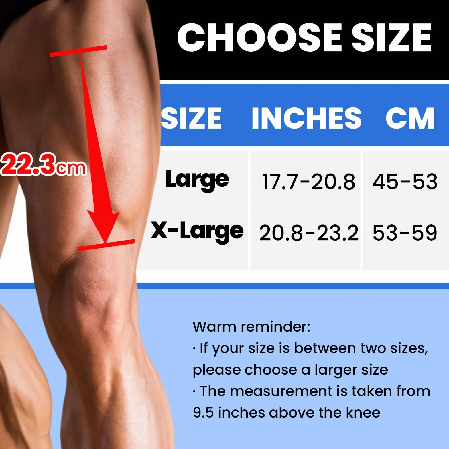 Fascia Elastica Coscia Compressione Recupero Muscolare L 45-53cm Uomo Donna