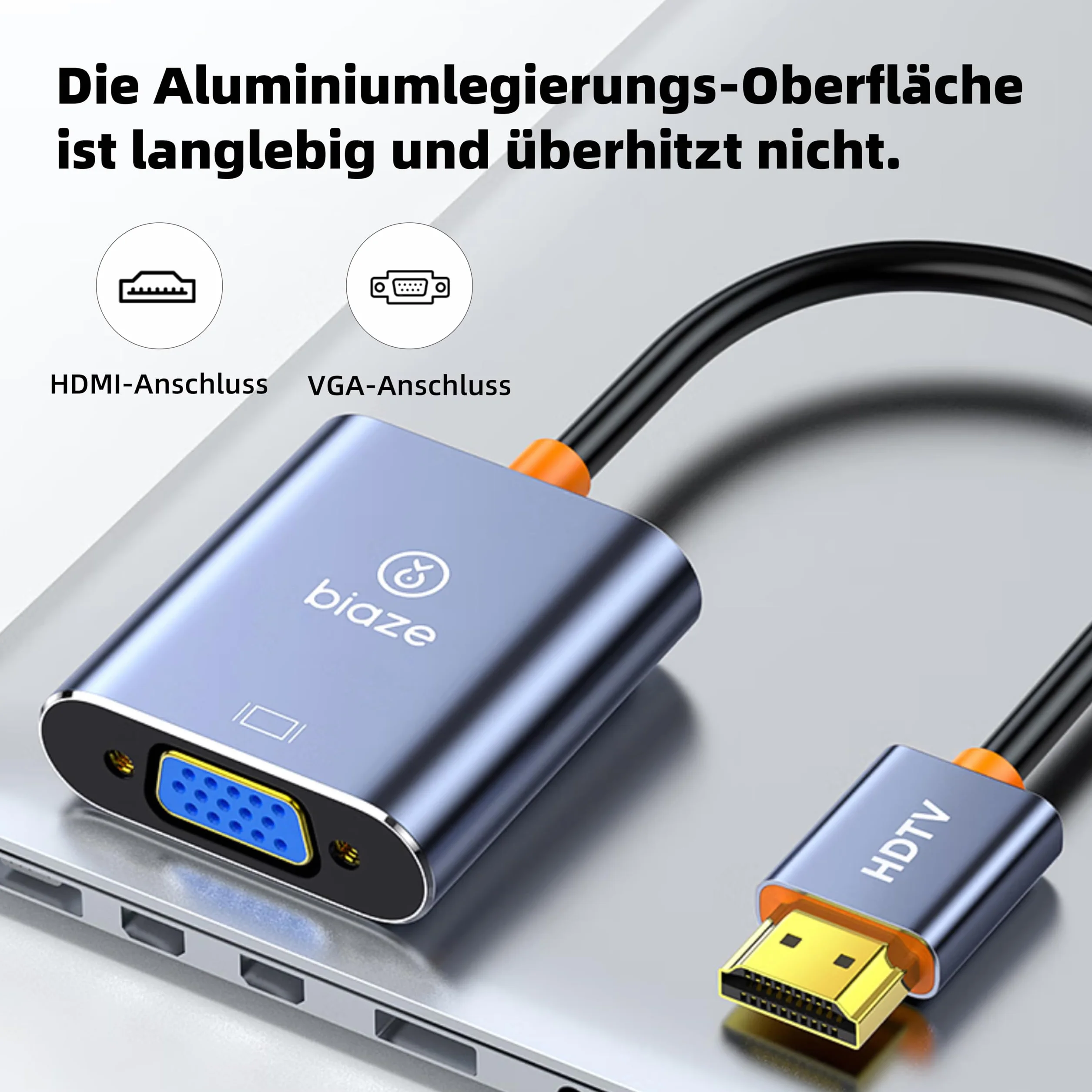 ZH276 - Adattatore HDMI a VGA, 2 adattatori per convertitore video da 1080P 60Hz (maschio a femmina) per laptop, PC, monitor TV, proiettore, cavo di collegamento placcato oro