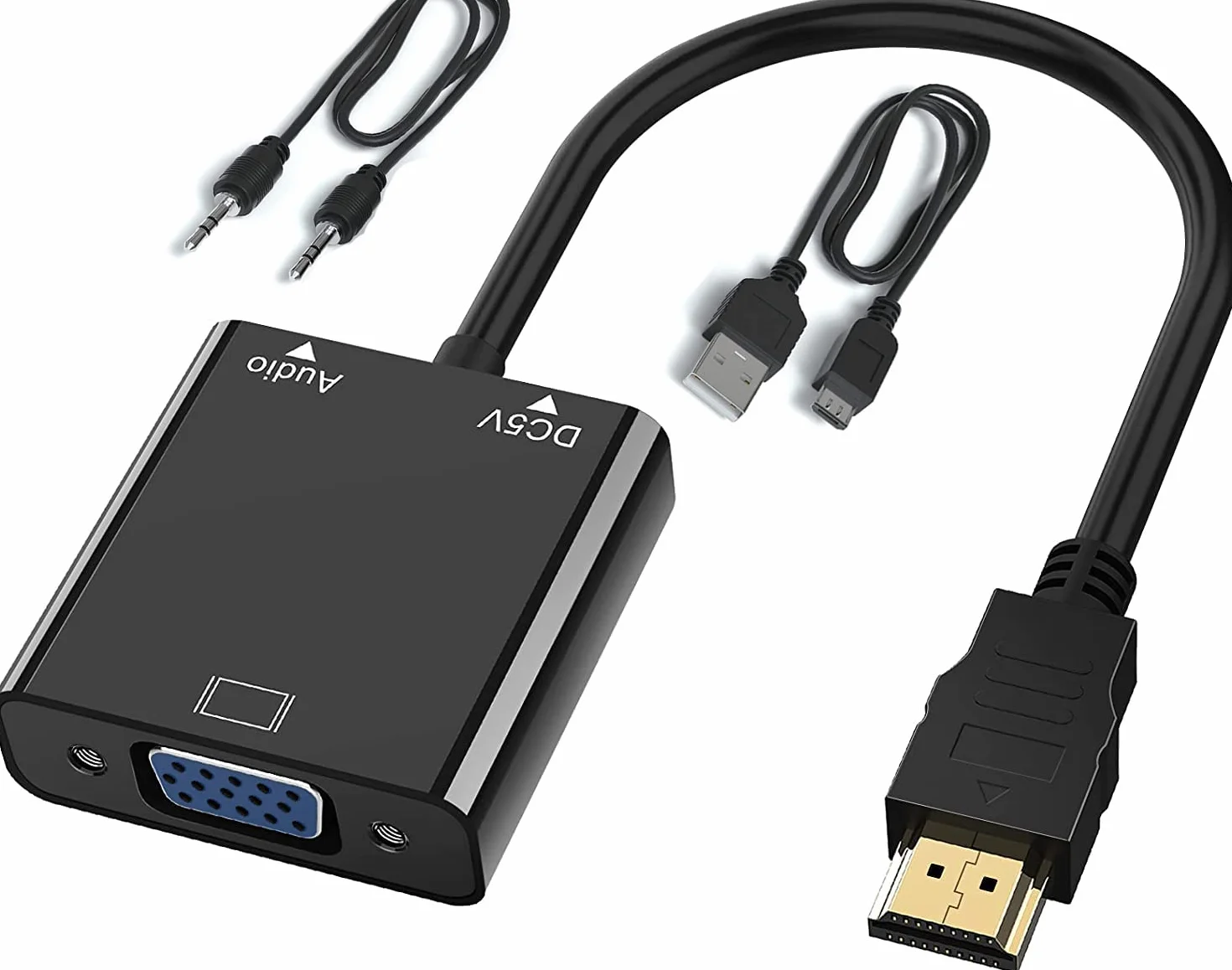 Adattatore HDMI a VGA, convertitore HDMI a VGA (Maschio a Femmina) 1080P HDTV con Cavo Audio e Cavo di Ricarica Micro USB per PC, Laptop, Proiettori HDTV, PS4/3 Xbox