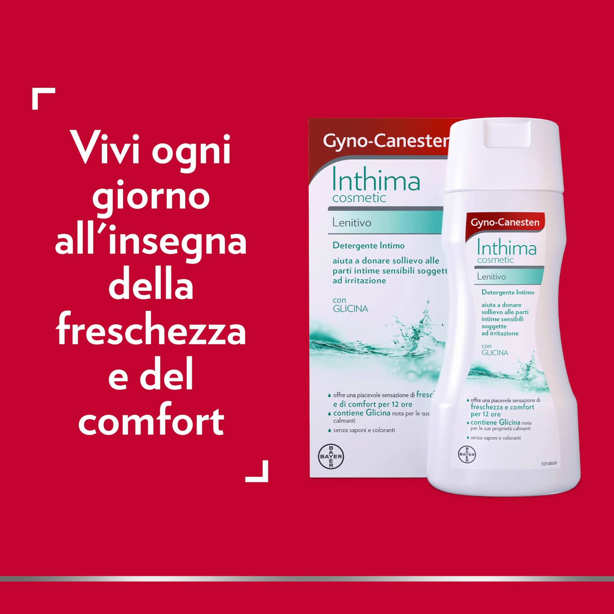 Gyno-Canesten Inthima Cosmetic Lenitivo Sapone Intimo Igiene Intima Detergente 12 Ore Comfort Freschezza Donna Uomo Glicina 200 ml