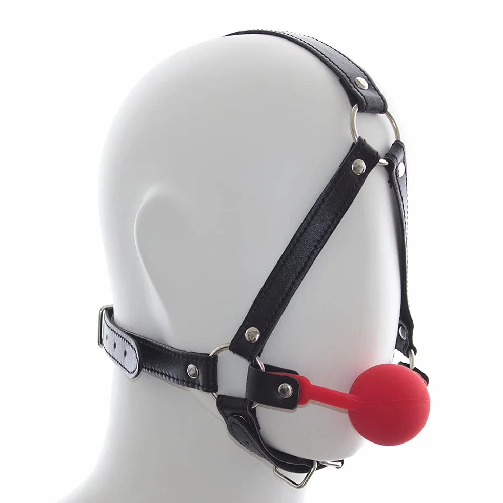 SXOVO Gag in Pelle con Chiusura in Ottone Bocca Gag Ball Bondage Rosso