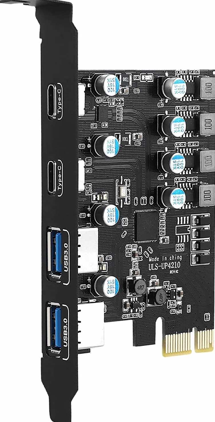 Scheda di espansione USB 3.0 PCIe a 4 porte(2x Type C, 2x Type A), 5Gbps Scheda USB PCI Express per PC Desktop Windows