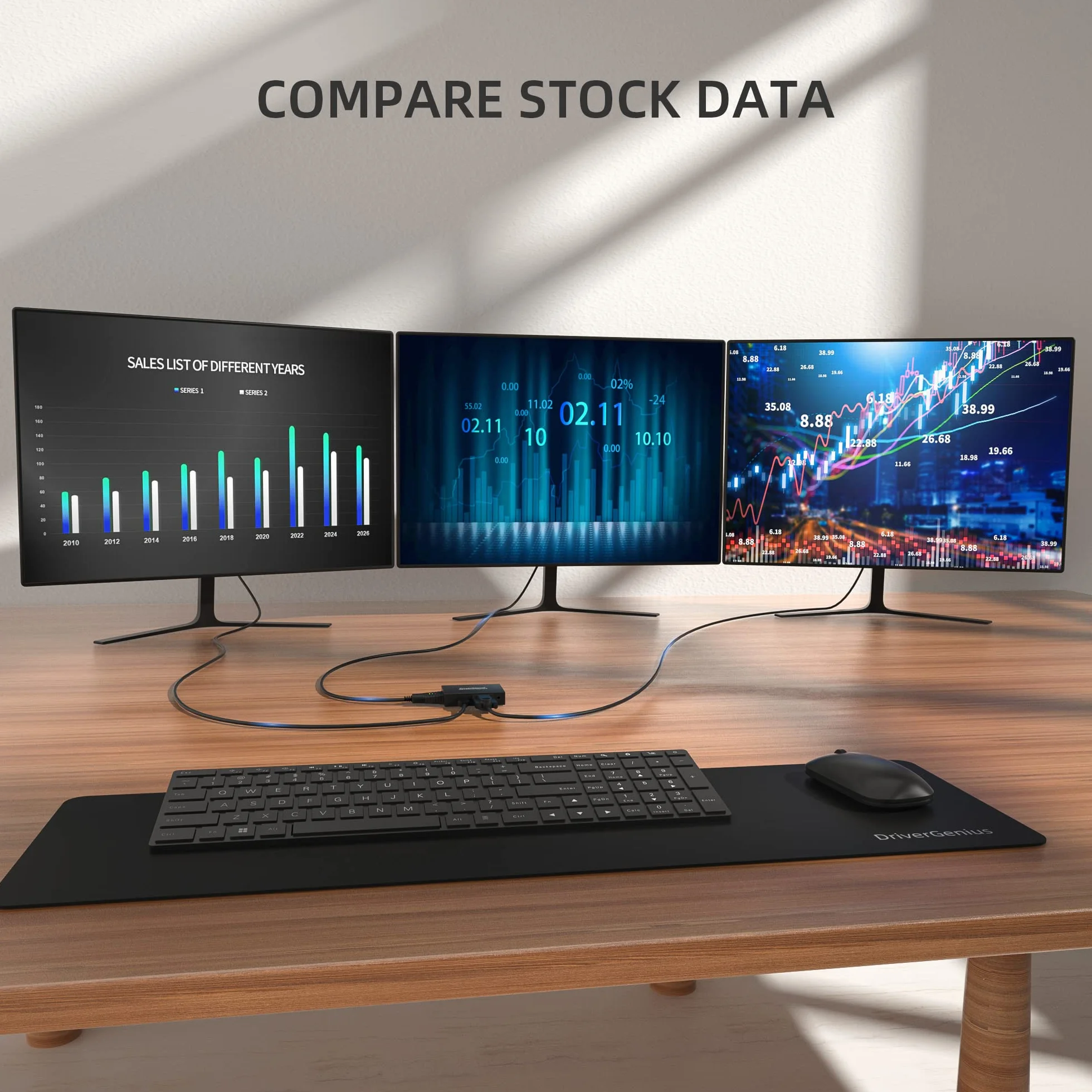 DriverGenius ViewX Trio Series Adattatore Video USB 3.0 a HDMI DVI VGA con Uscita Audio 3,5 mm per PC Mac