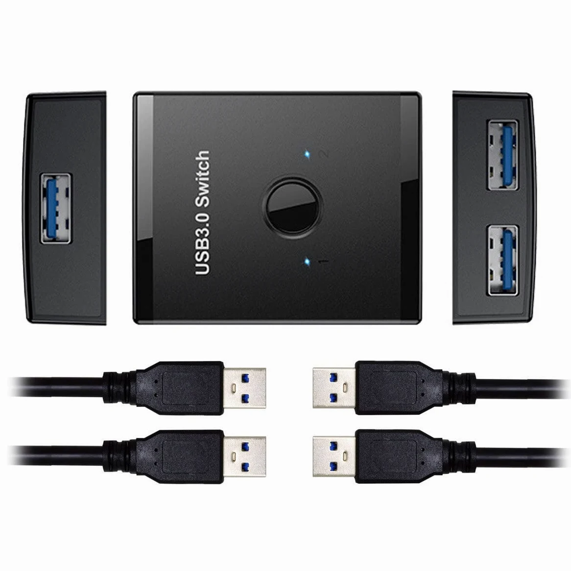Xiwai Selettore di commutazione bidirezionale USB 3.0 KVM da 2 a 1 PC di condivisione o da 1 a 2 Hub per tastiera Mouse Scanner Stampante