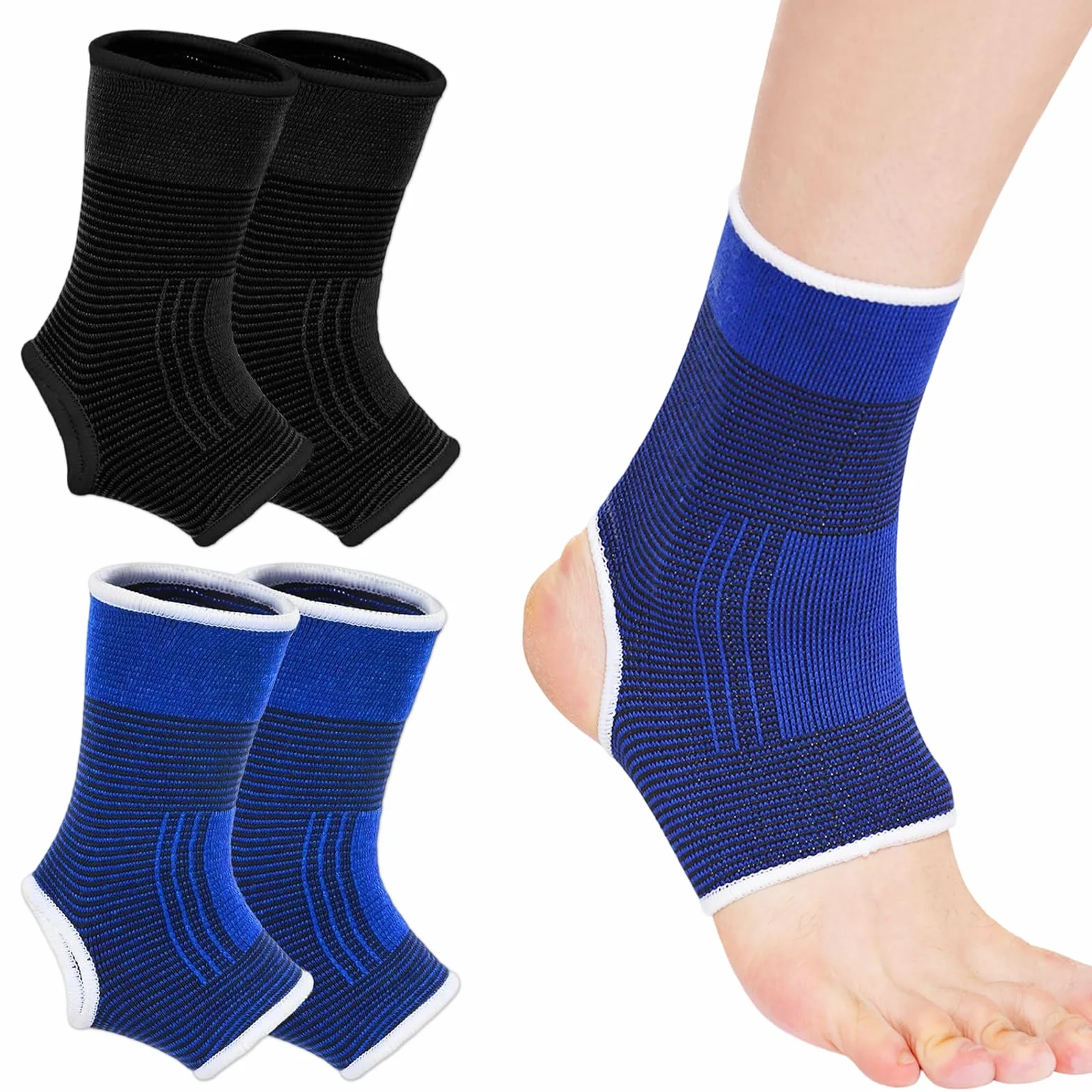 Benda Elastica per Caviglia Bambini 2 Pezzi Supporto Sportivo Senza Tallone Traspirante