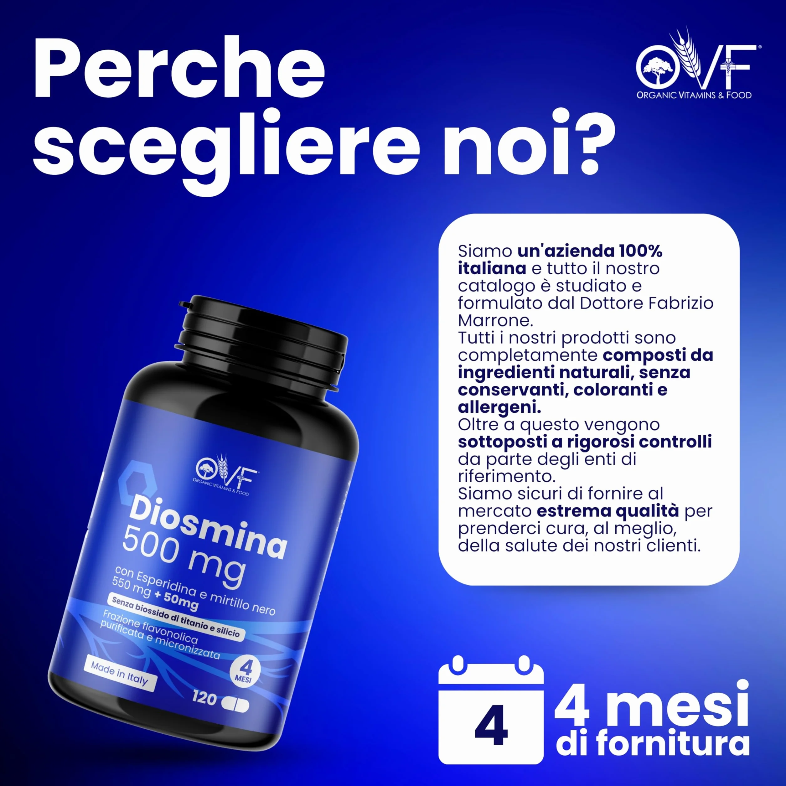 OVF Diosmina Esperidina 120 cps 500mg Integratore Vene Varicose Capillari Microcircolo