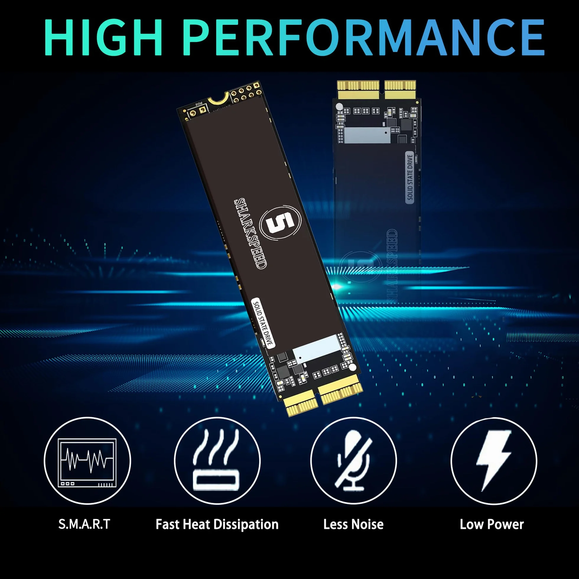 SSD 512GB Interno S SHARKSPEED M.2 NVMe PCIe Gen3.0x4 Compatibile con MacBook Air A1465 A1466(2013-2015，2017), MacBook Pro A1502 A1398(Retina 2013-2015), iMac A1418 A1419(2013-2017), Mac Mini A1347...