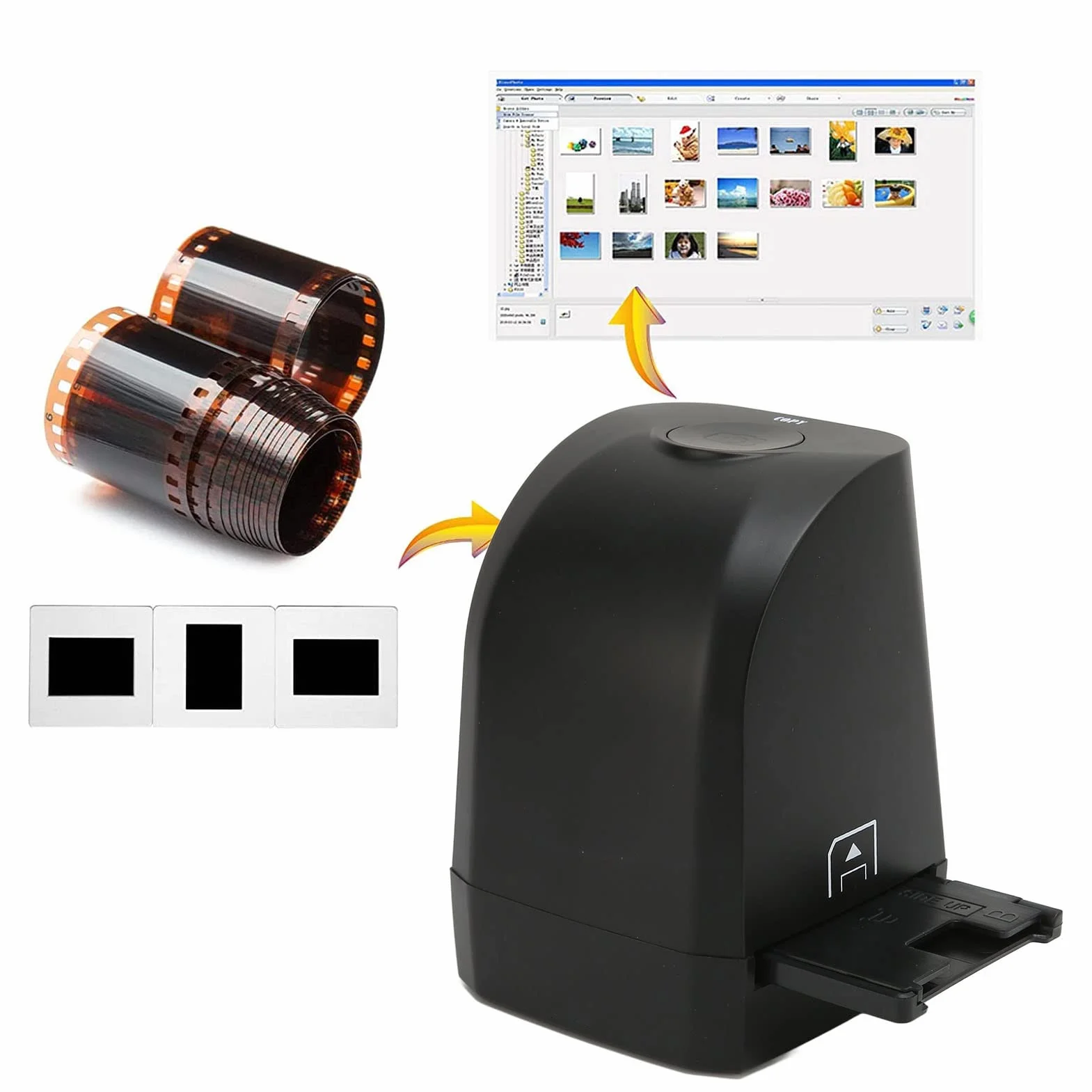 Scanner per Pellicole e Diapositive, Scanner per Diapositive Converte Pellicole Negative da 135 Mm/35 Mm, Sensore CMOS da 8 MP, per /Windows XP/Vista/7/8/10