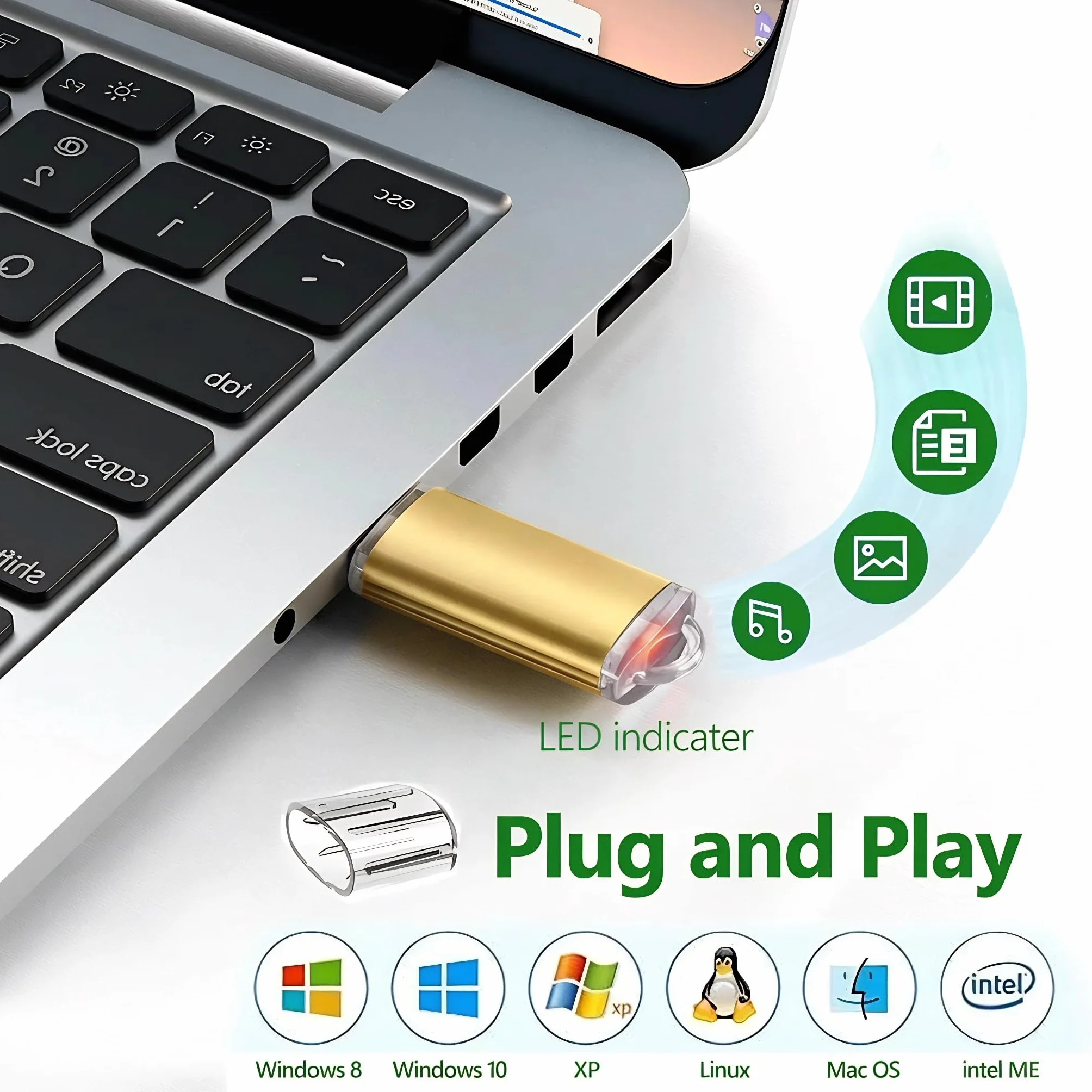 WISEORANGE 16GB Chiavetta USB 2.0 3 Pezzi Pen Drive Metallo con Luce LED